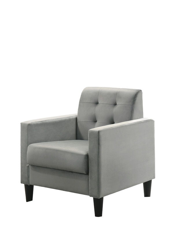 Hale  Light Gray Velvet Armchairs and End Table Living Room Set