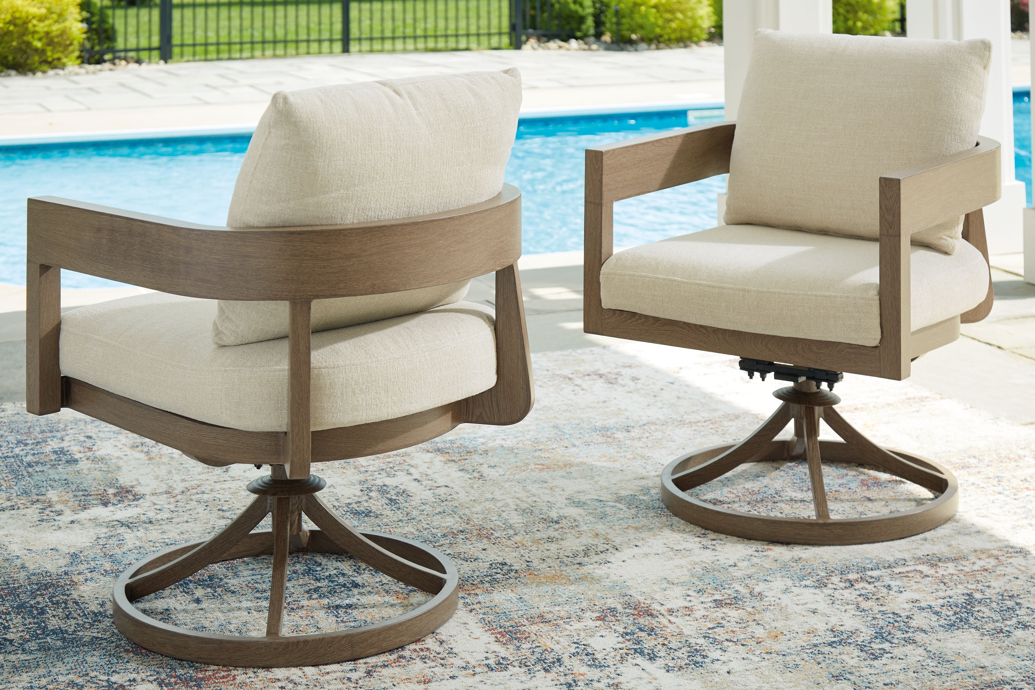 Signature Design by Ashley® Serene Bay - Dark Brown / White - Swivel Chair With Cushion (Set of 2) | Meri Furniture