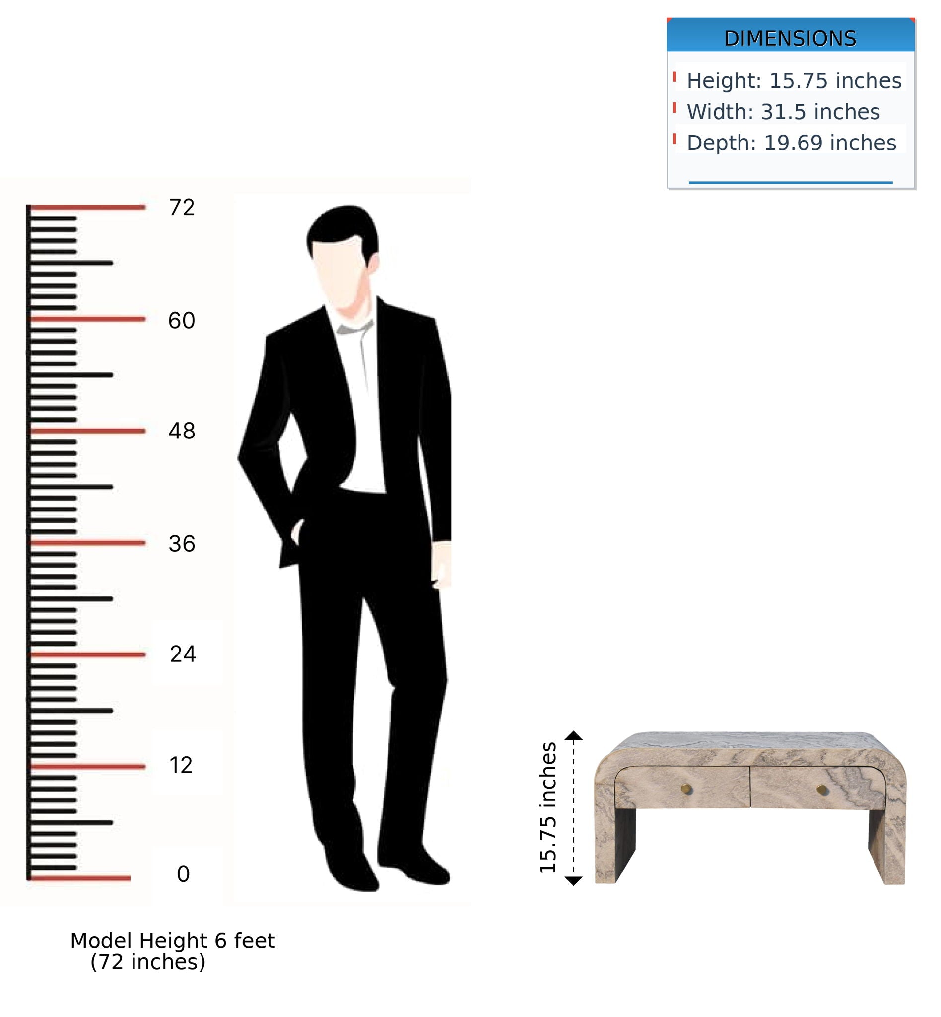 Nouveau Coffee Table - Marble