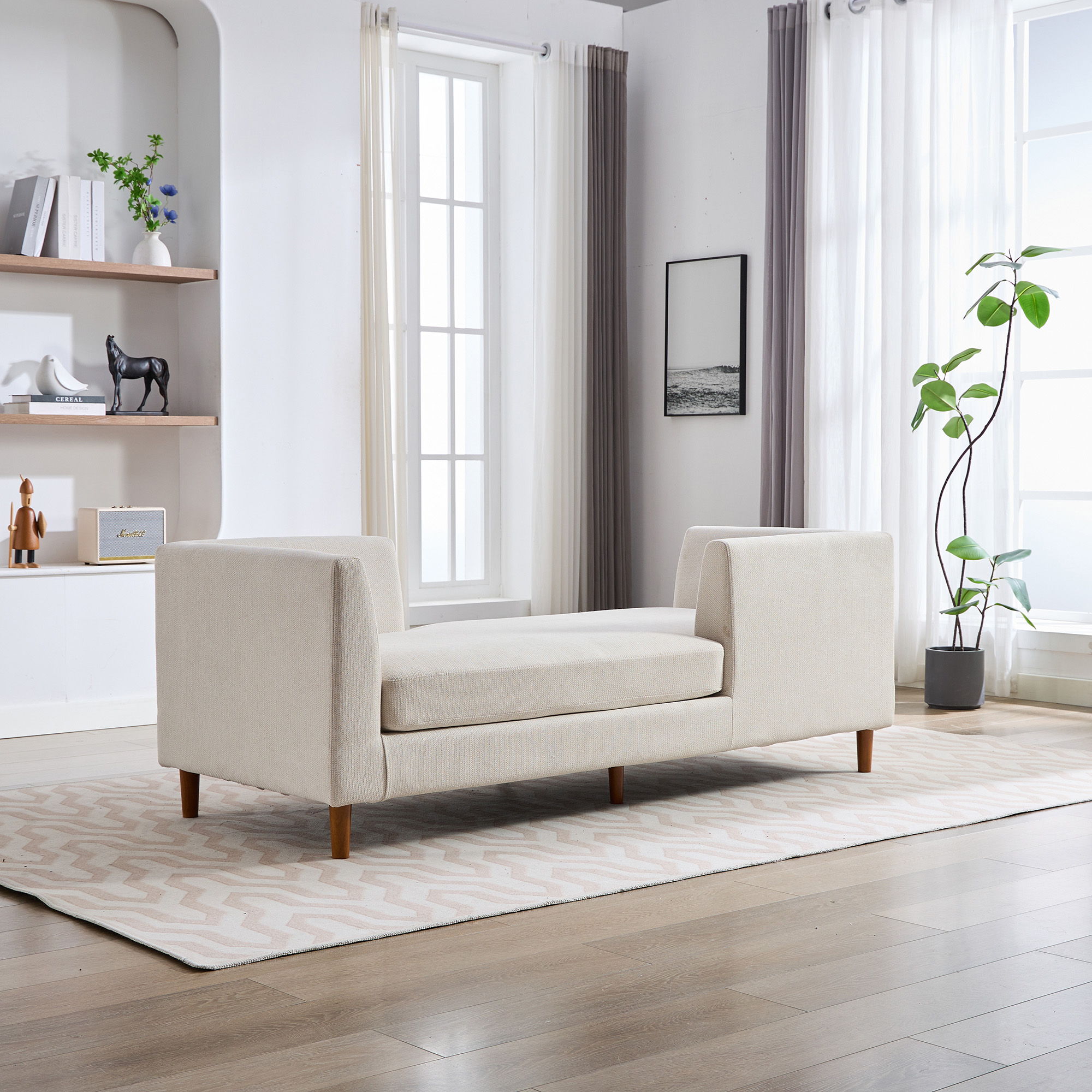 Wide Modern Double Sided Upholstered Chaise Lounge