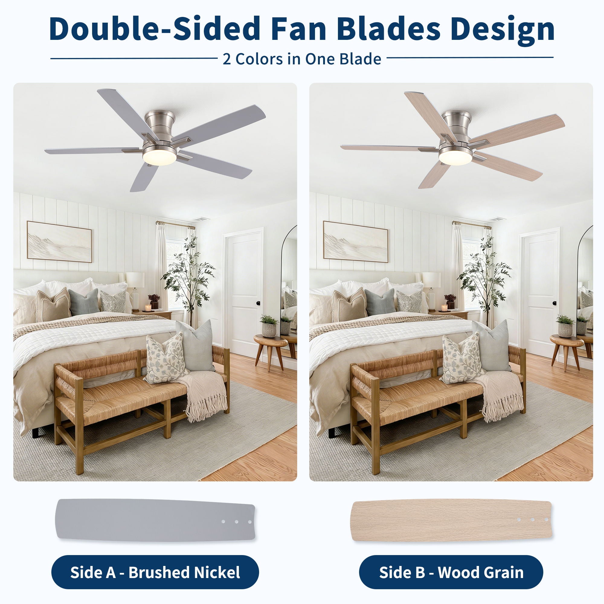 Mordern Flush Mount Ceiling Fan With Light And Remote Control