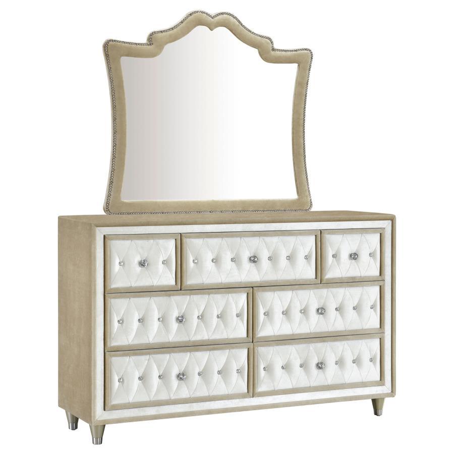 Coaster Fine Furniture Antonella - 7-Drawer Upholstered Dresser With Mirror | Meri Furniture