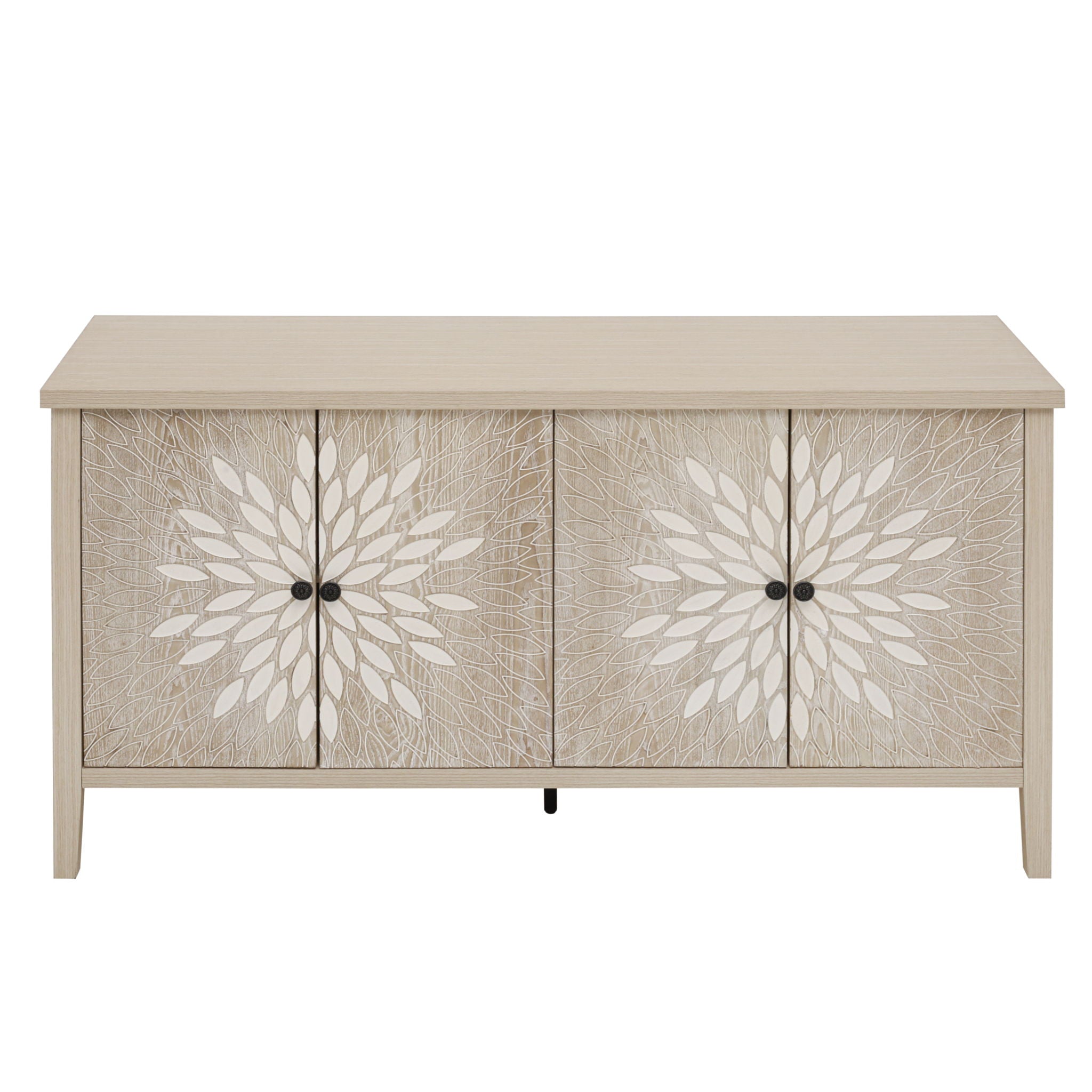 Modern Storage Cabinet With 4 Doors & Adjustable Shelves