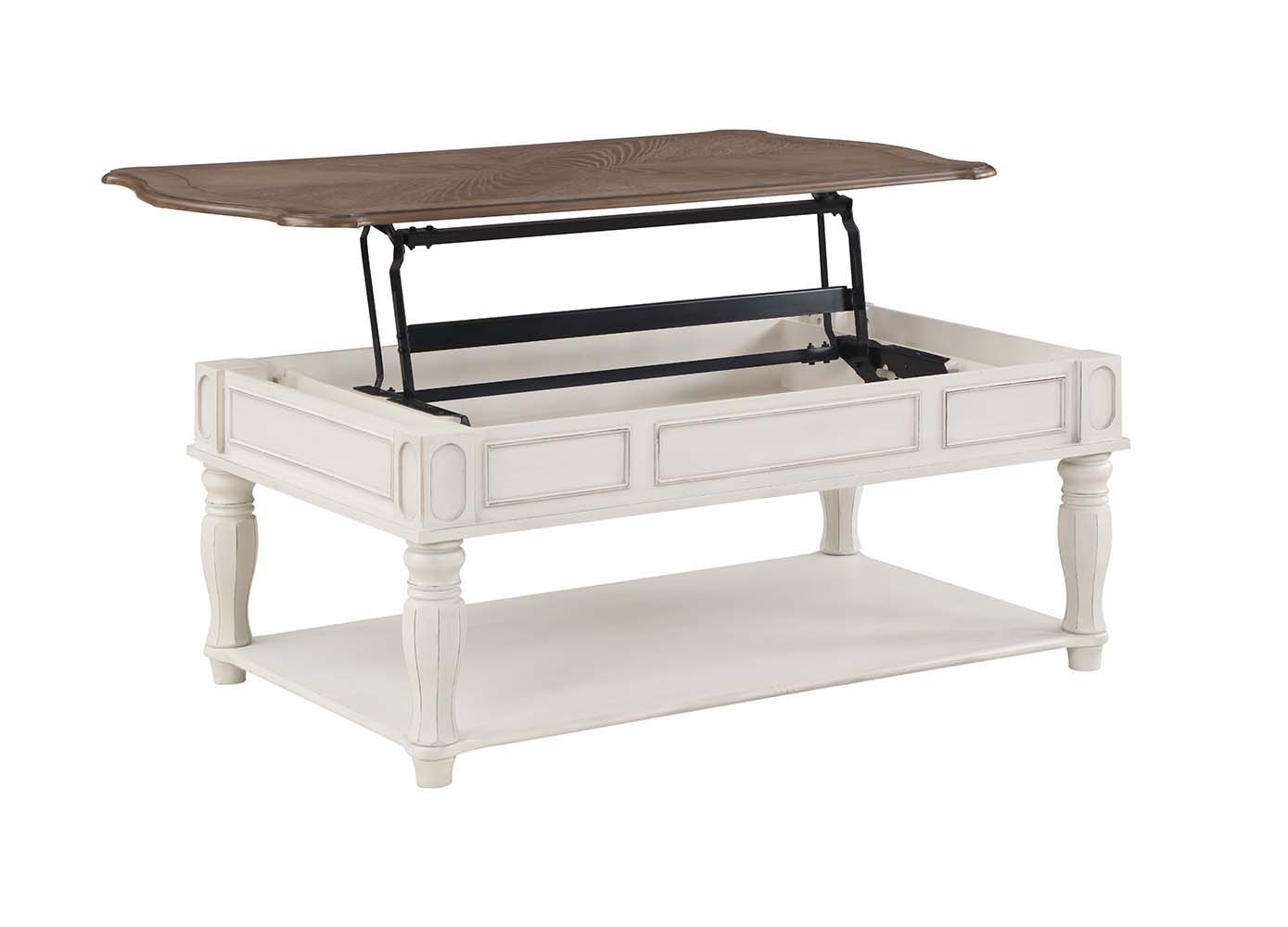 ACME Florian - Coffee Table - Oak & Antique White Finish | Meri Furniture