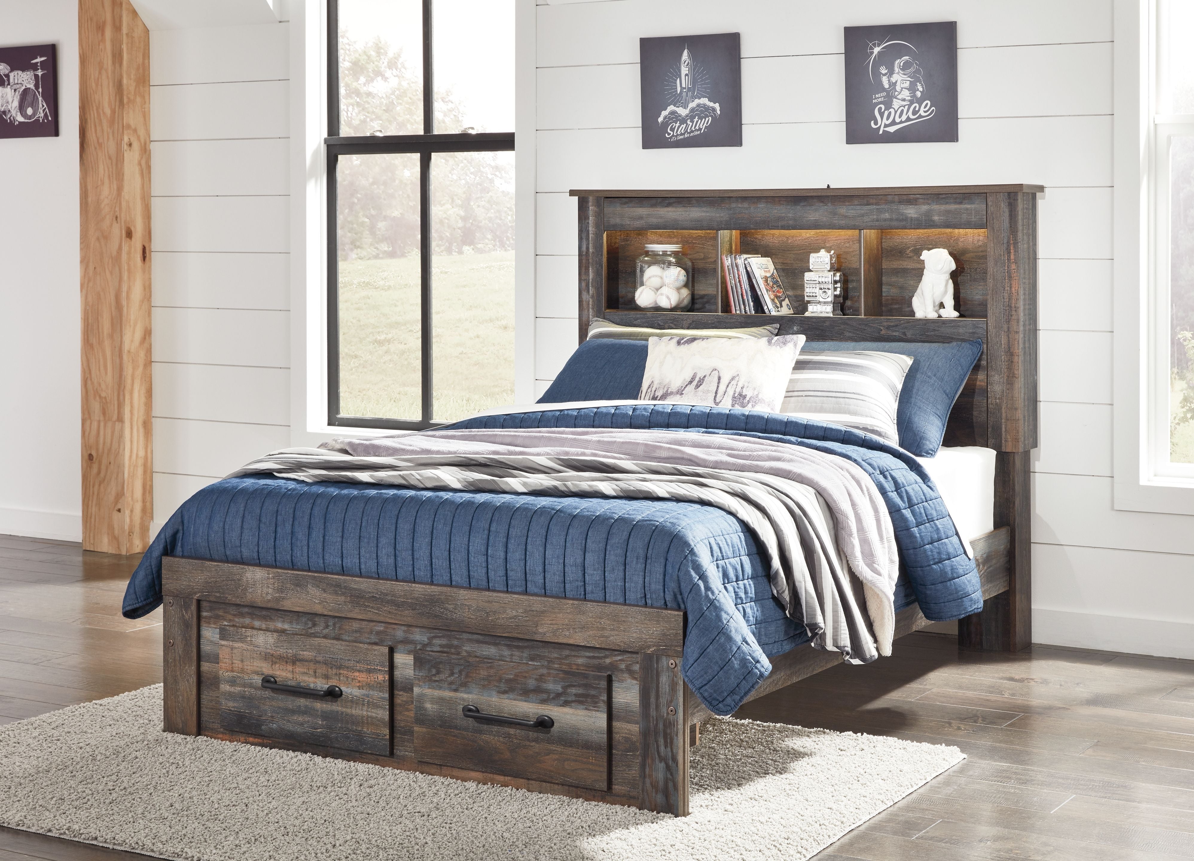 Signature Design by Ashley® Drystan - Panel Bookcase Bed | Meri Furniture