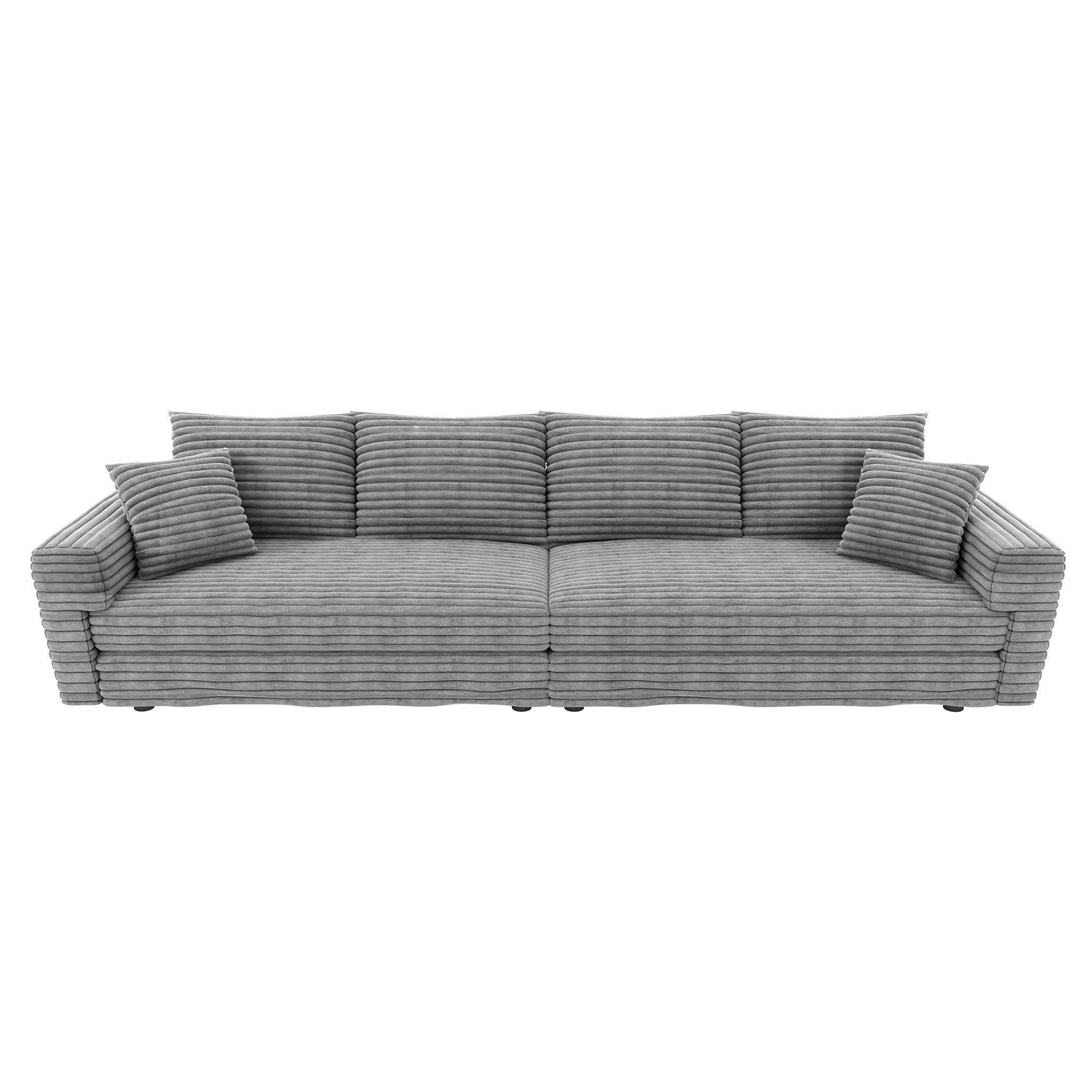 Plush Corduroy 4 Seat Sofa, Modern Comfy Upholstered Sofa Cloud Couch, Deep Seat Couches With Soft Pillows