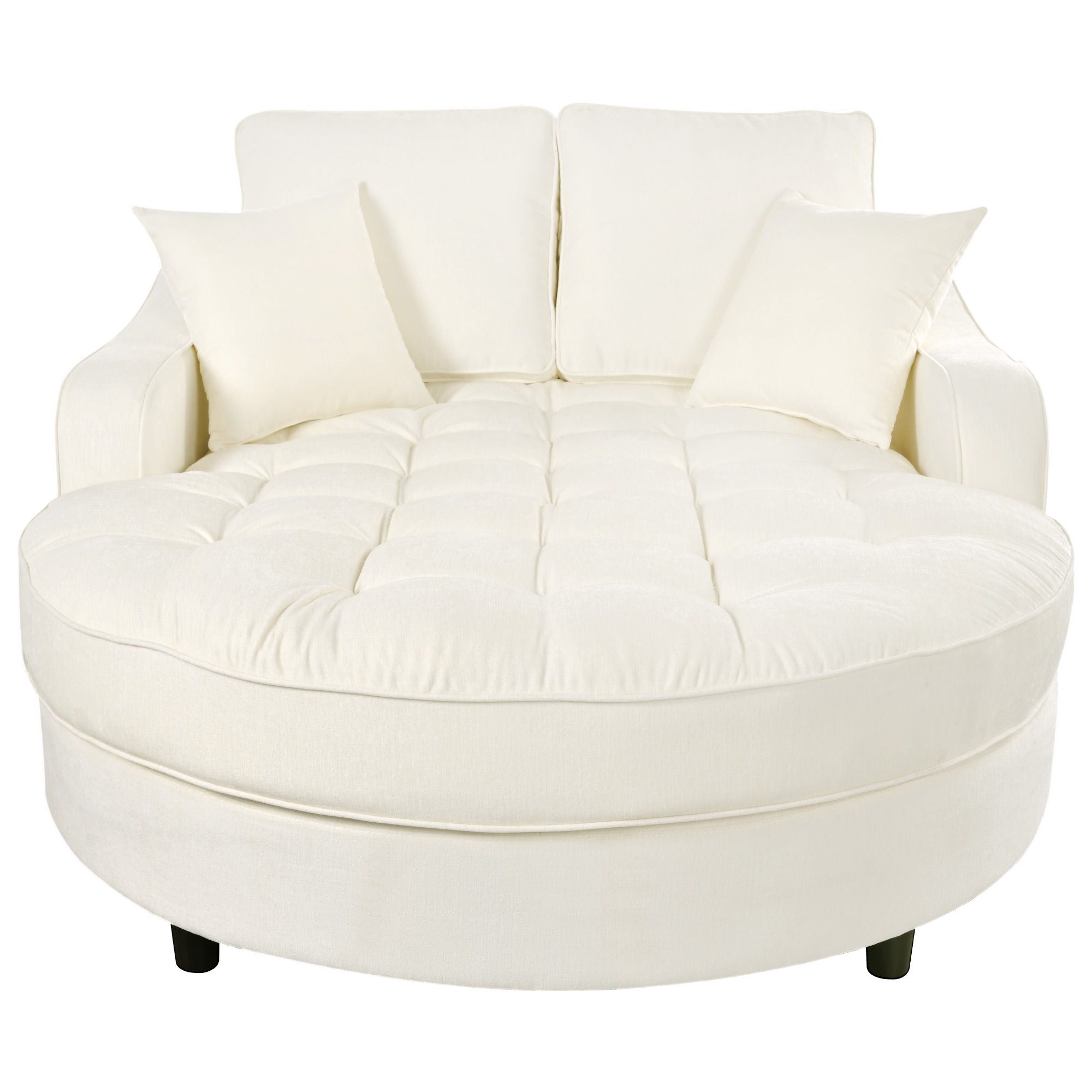 Modern Chaise Lounge Upholstered Sofa Couch With Tufted Seat And Detachable Pillows For Living Room