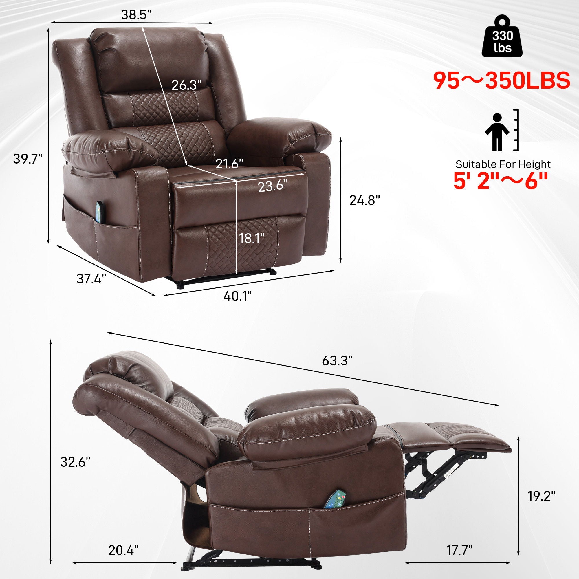 Breathable Leather Massage Recliner Manual Chair