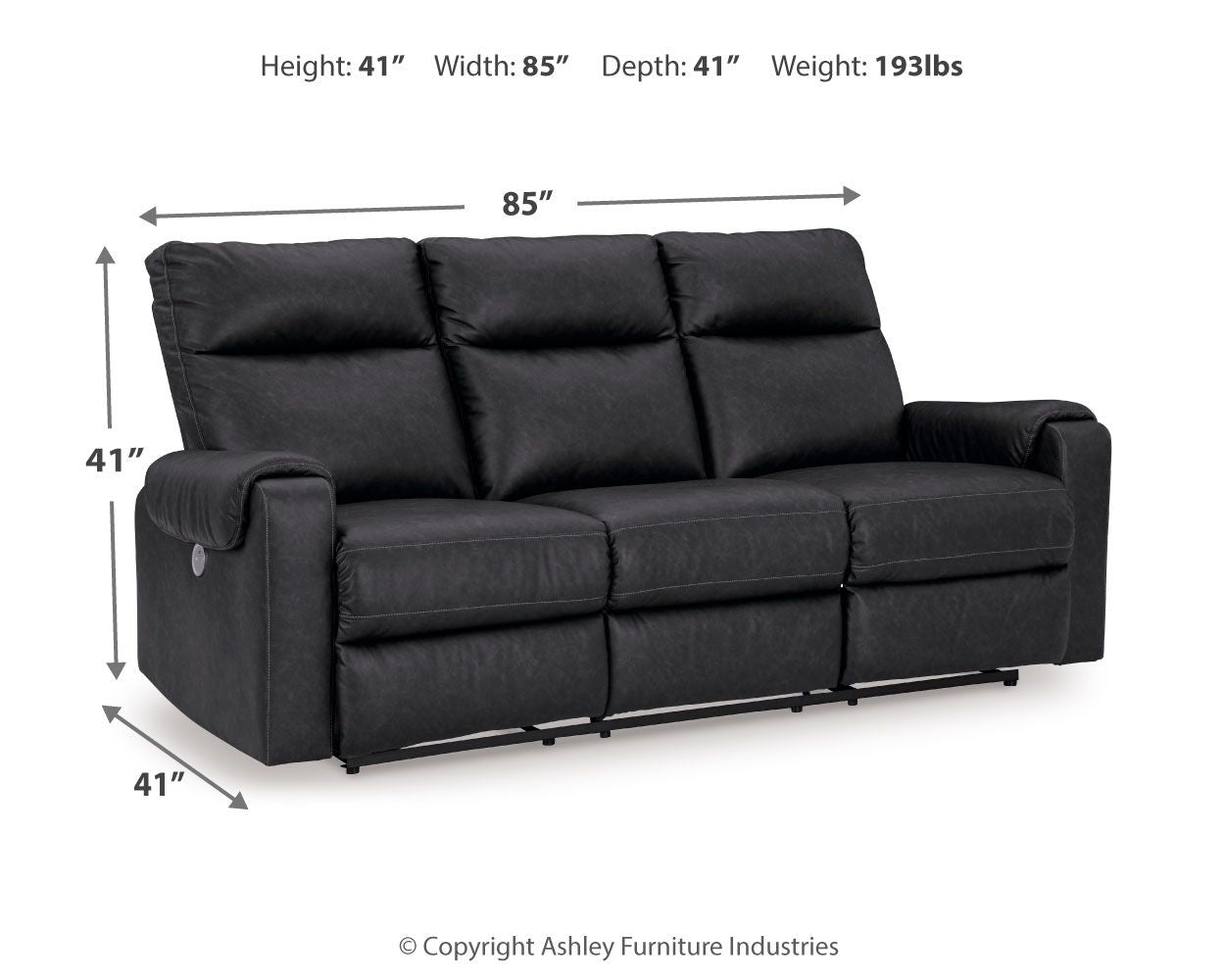 Signature Design by Ashley® Axtellton - Carbon - Power Reclining Sofa | Meri Furniture