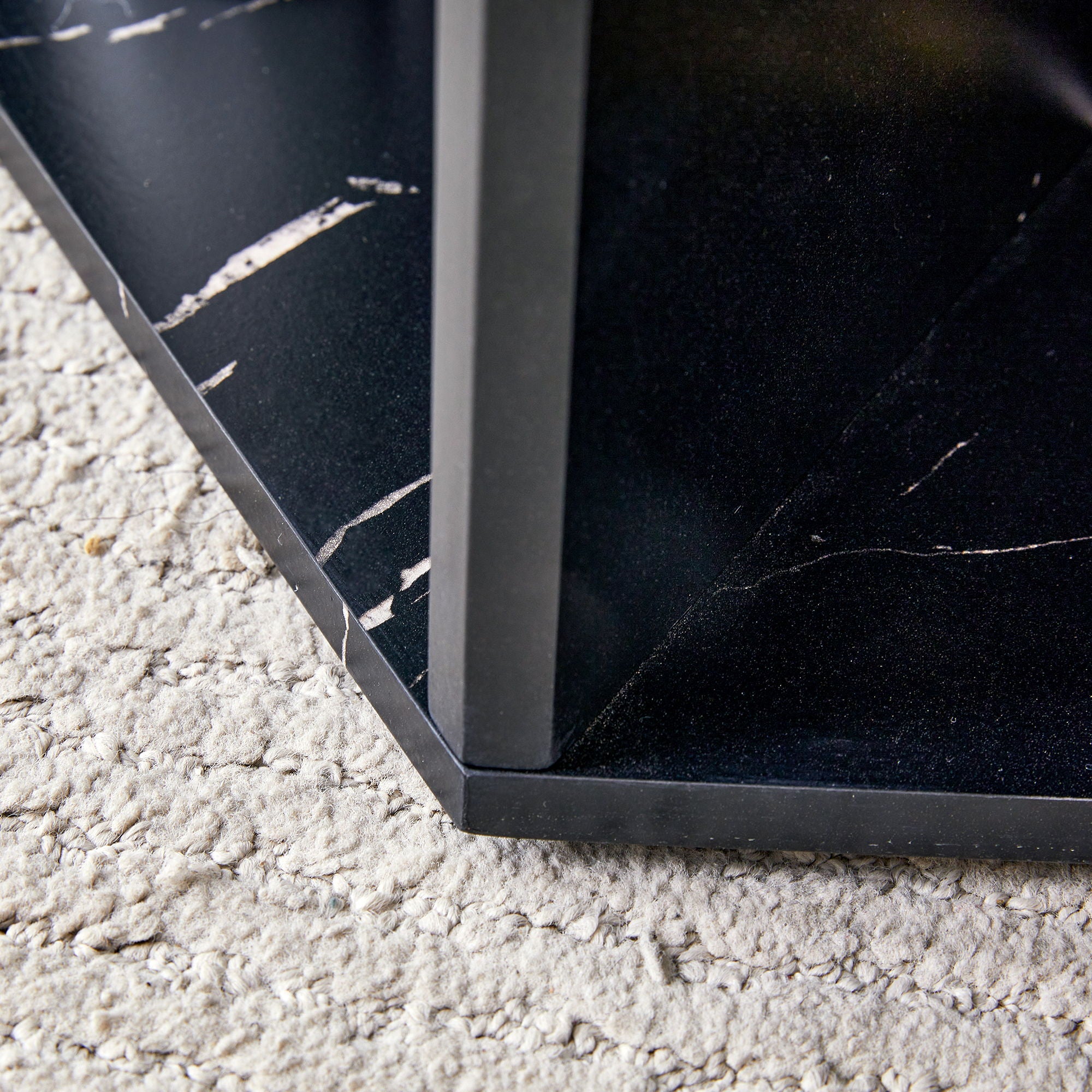 Hexagonal Coffee Table With Characteristic Pattern Stickers And Multi-Hole Design For Extra Storage