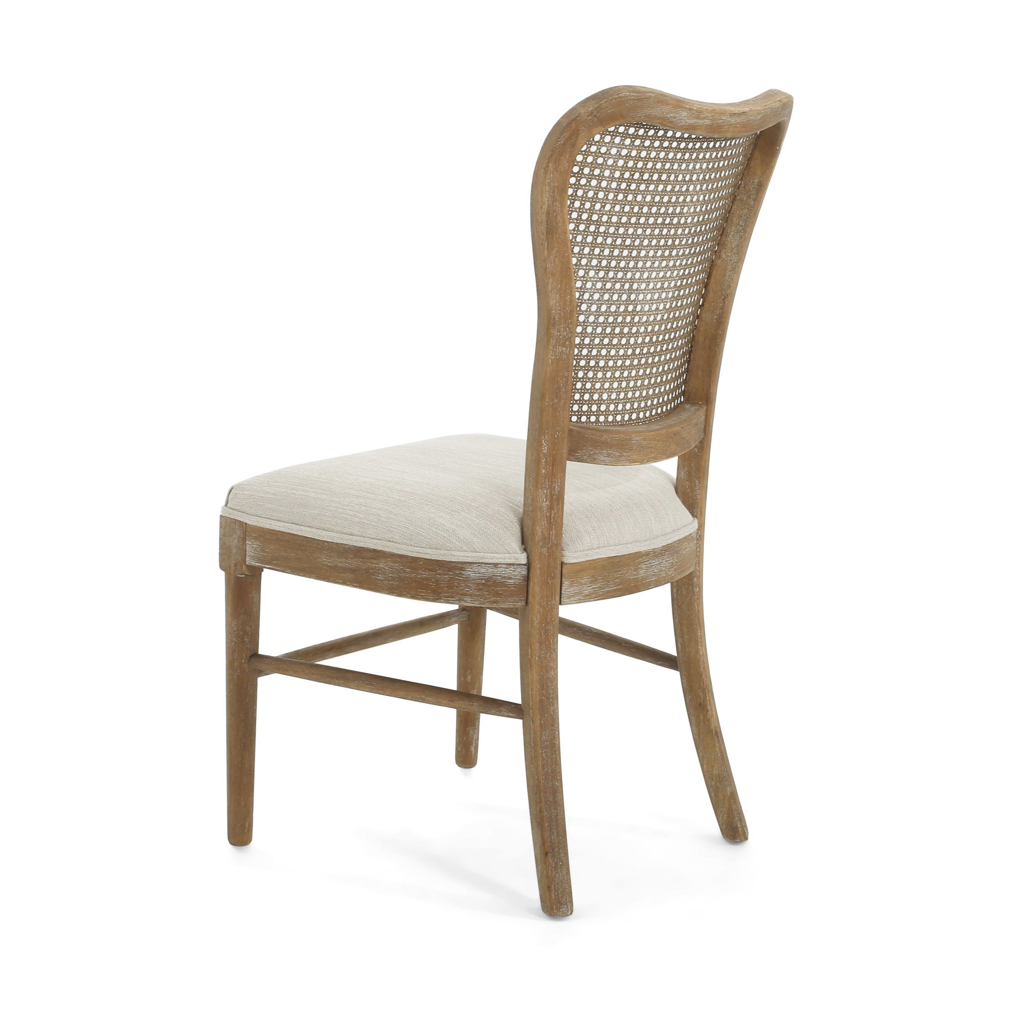 Classic Retro Dining Chair (Set of 2) With Rattan Backrest - Dark Brown / Beige
