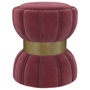 Round Upholstered Ottoman Pouf With Velvety Soft Upholstery