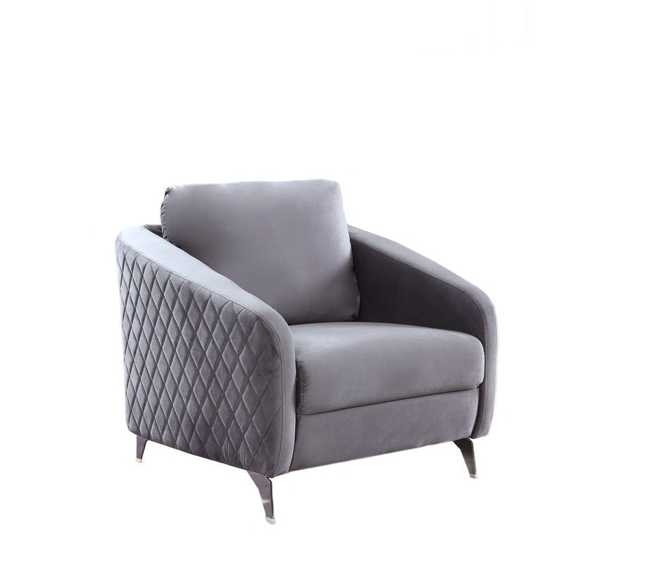 Sofia 36"W Gray Velvet Modern Chic Accent Armchair