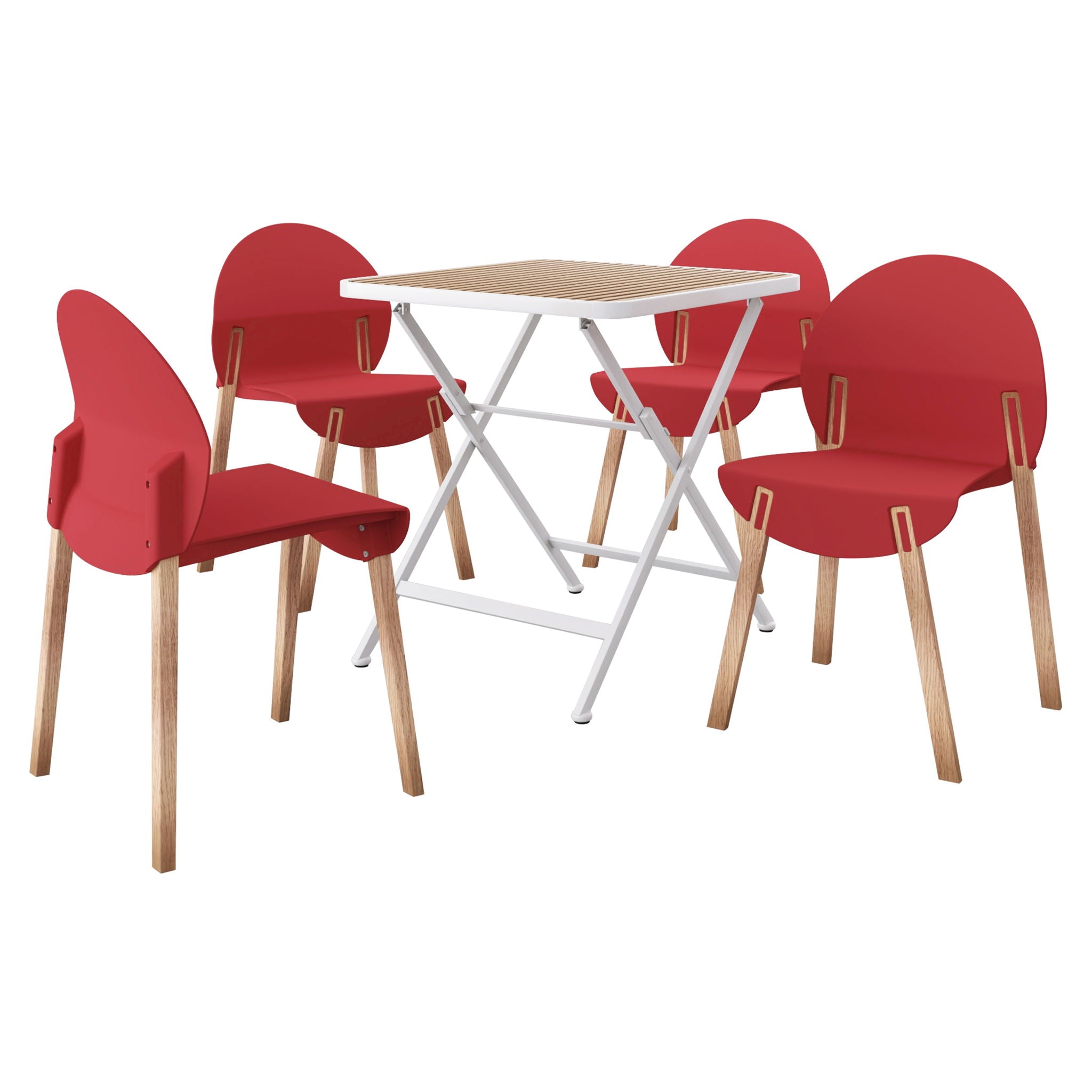 4 Piece Set Of Single Chairs With A Folding Square Table