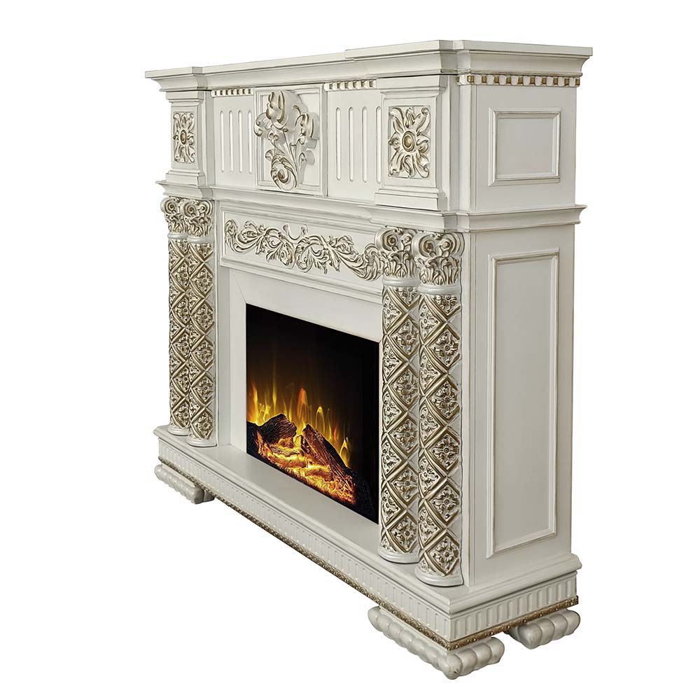 ACME Classy meets functional in this Vendom fireplace. This unit's classic look, features realistic flame and amber effects to create the perfect cozy night in. | Meri Furniture