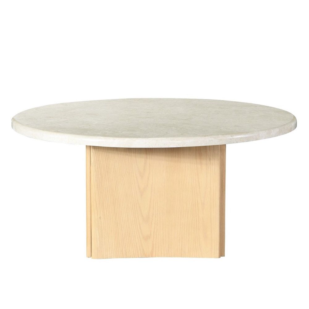 ACME Qwin - Coffee Table With Marble Top - Oak | Meri Furniture