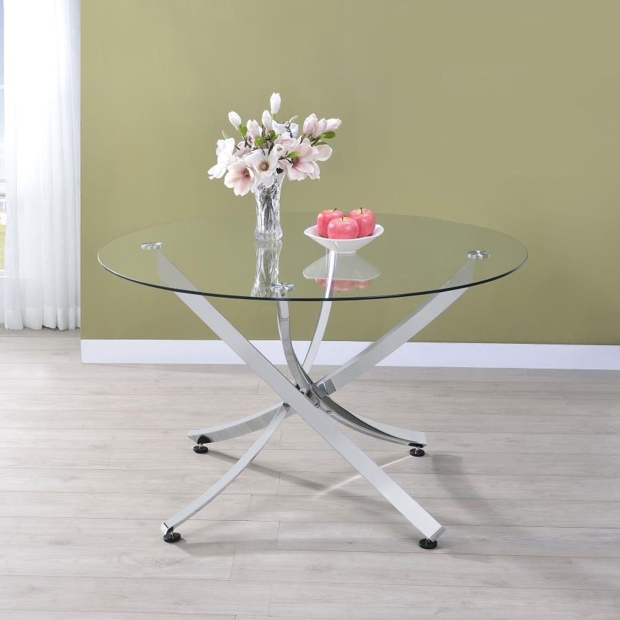 Coaster Fine Furniture Beckham - Round Glass Top Dining Table | Meri Furniture