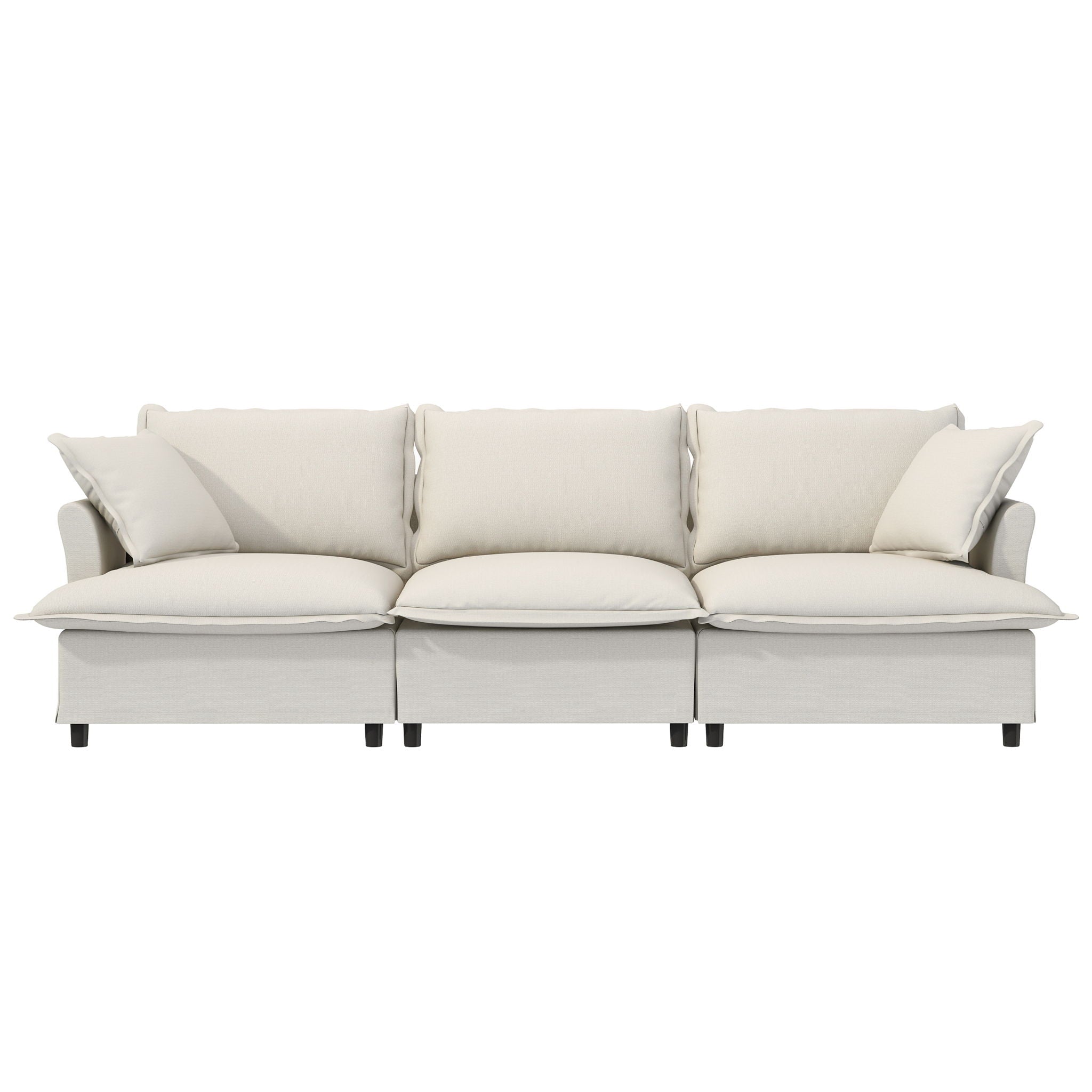 3 Seat Sofa Module For Modular Sectional Wide Seat Cloud Couch With Throw Pillows Upholstered