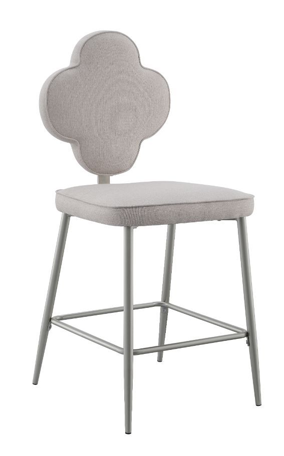 ACME Clover - Counter Height Chair (Set of 2) - Beige Fabric & Champagne Finish | Meri Furniture
