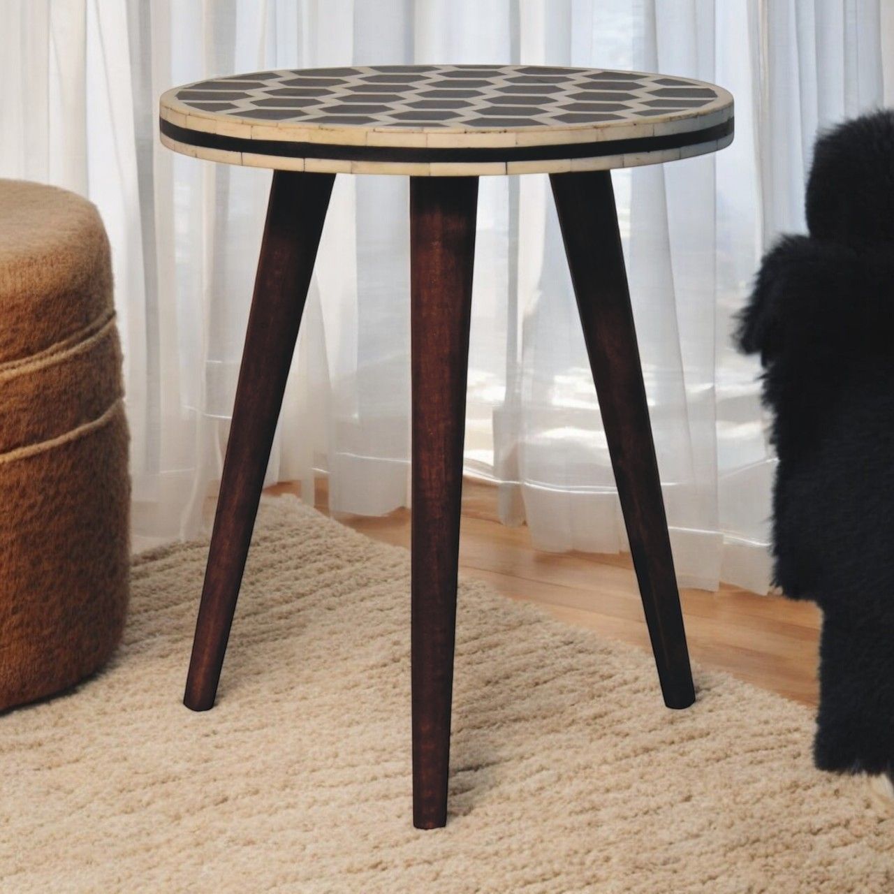 Inlay - Bone Tripod Stool - Honey Caramel