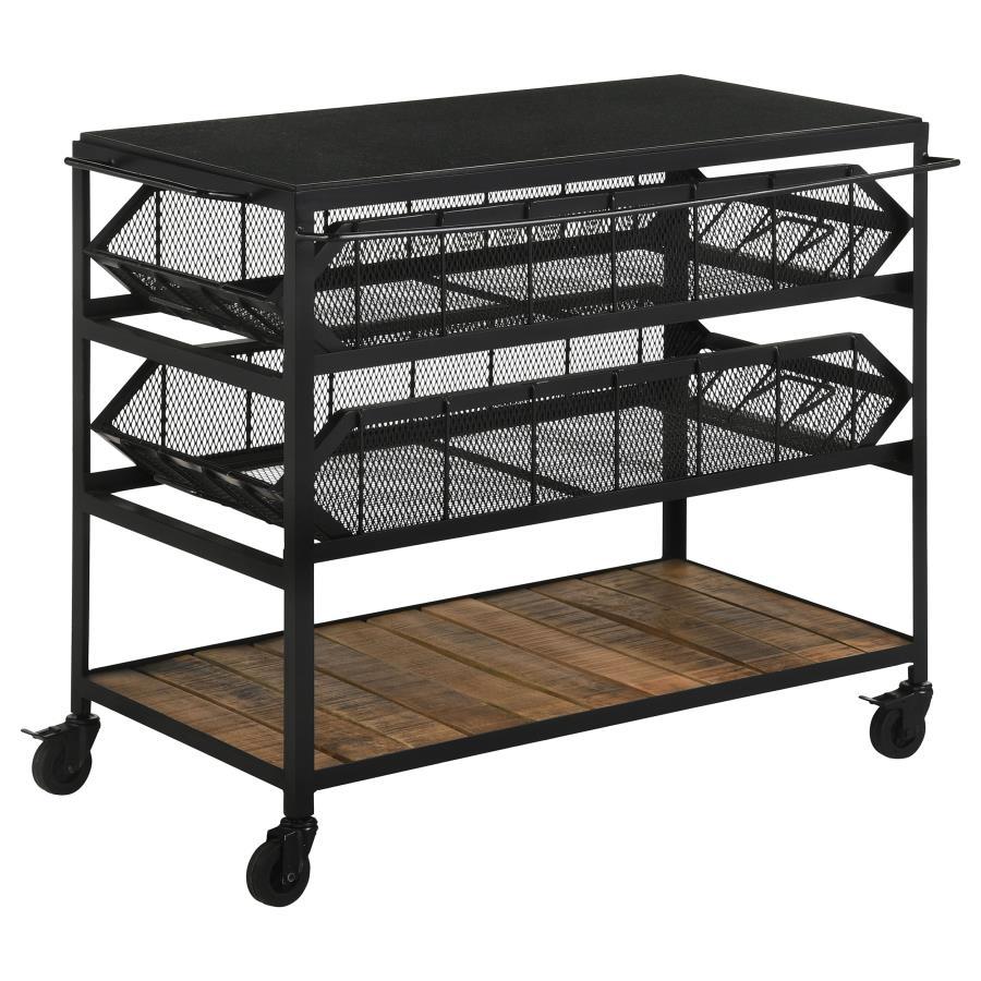 Coaster Fine Furniture Evander - Marble Top Kitchen Cart With Removable Shelves - Black | Meri Furniture