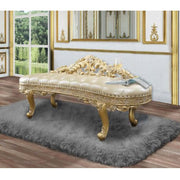 Cabriole - Bench - Light Gold Synthetic Leather & Gold