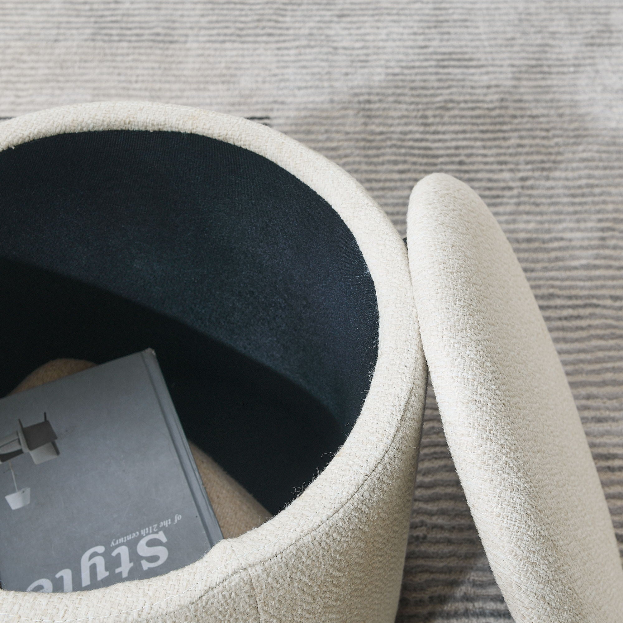 Classic 2 Piece Round Storage Ottoman Set With Drum Shaped Stool