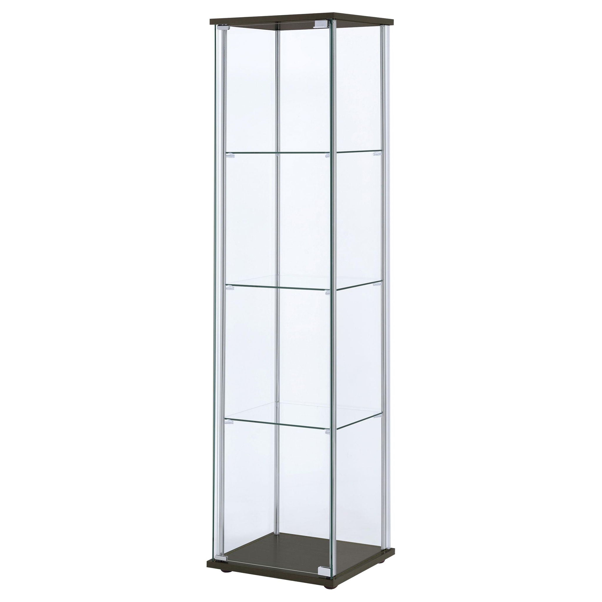 Bellatrix 3-shelf Clear Glass Curio Cabinet Cappuccino