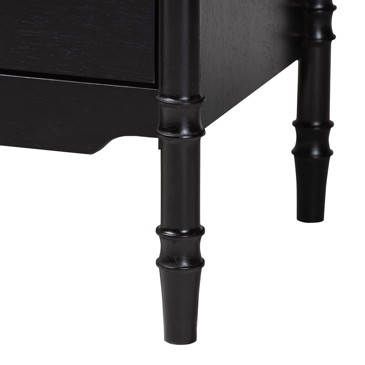 Marisela Black Wood Chest of Drawers with Gold Handles - 4-Drawer Vertical Storage Dresser with Bamboo-Inspired Legs, Modern Transitional Accent Furniture for Bedroom or Guest Room