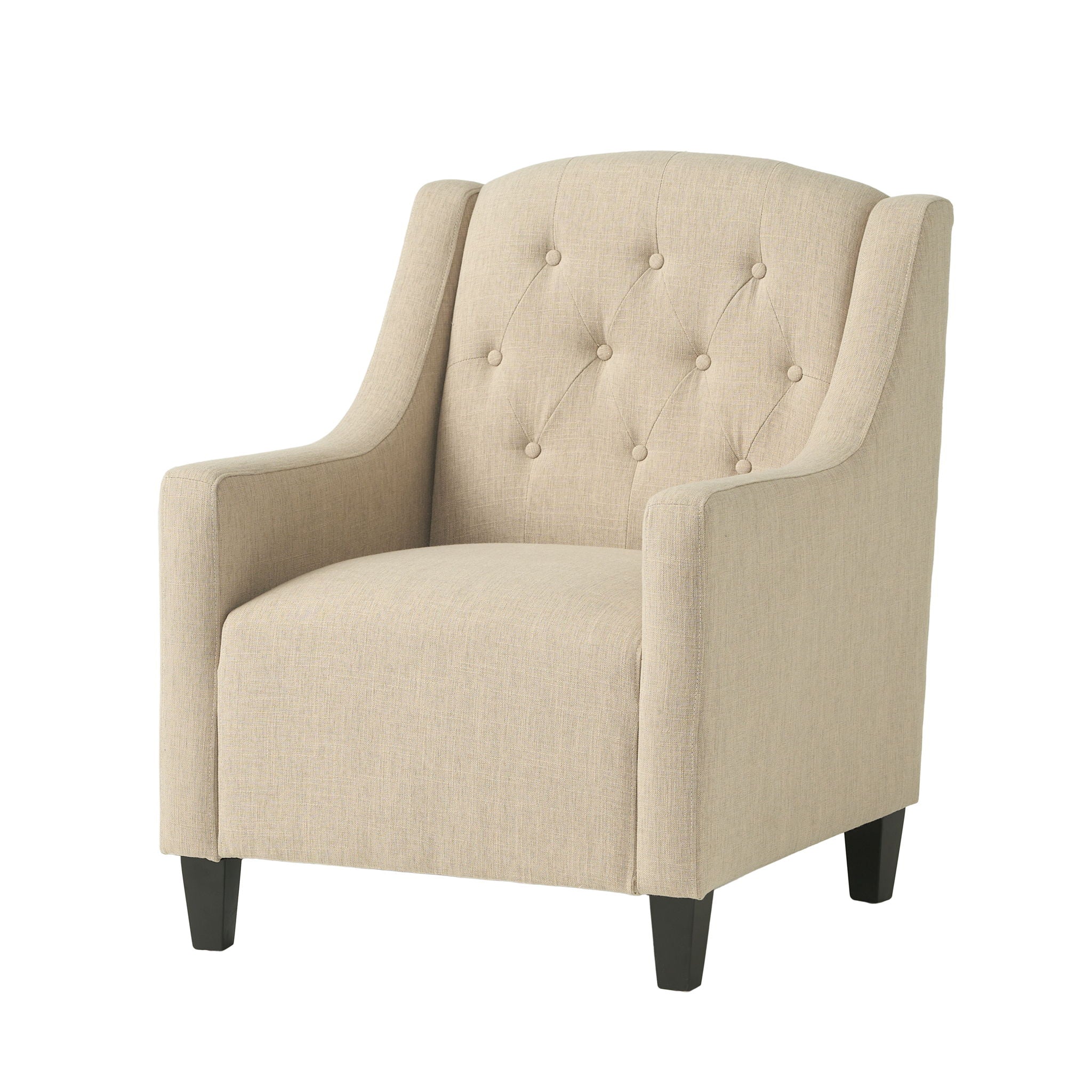 Elegant Upholstered Armchair With Ottoman Set - Beige
