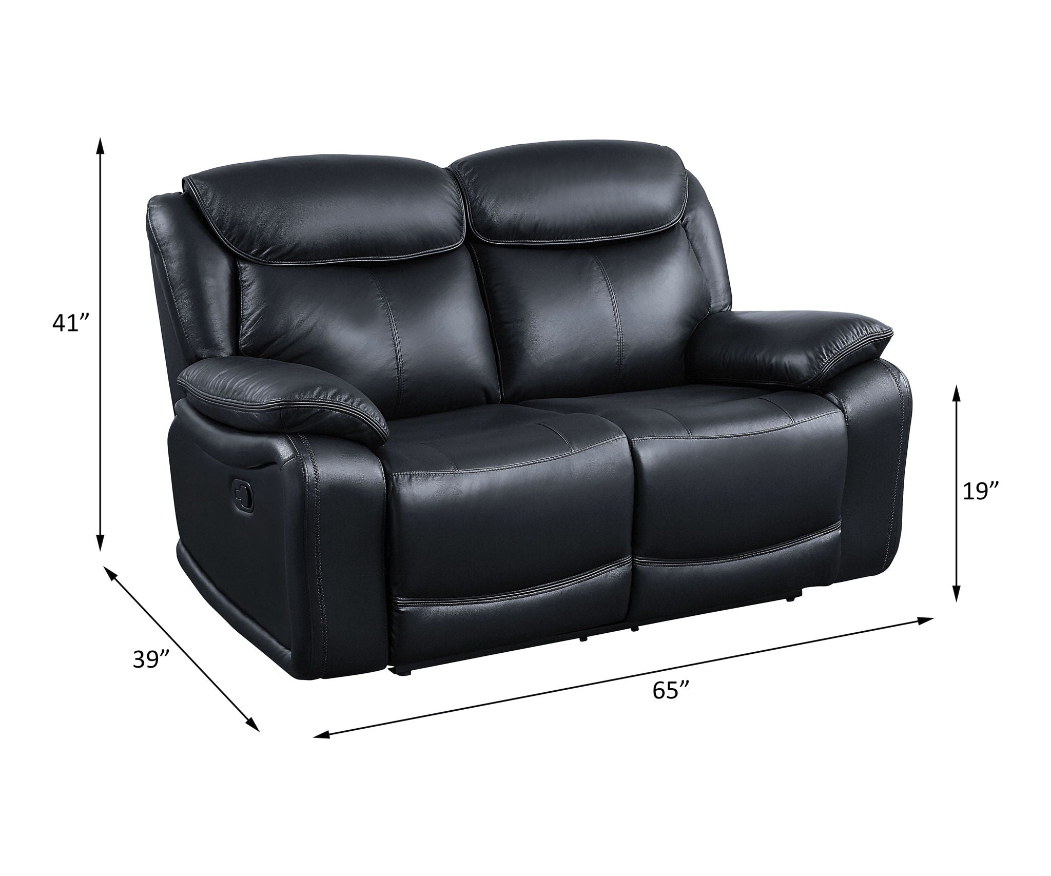 Ralorel - Motion Loveseat - Black Top Grain Leather