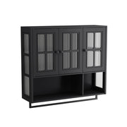 3 Door Wall Cabinet With Glass Door And Towel Bar