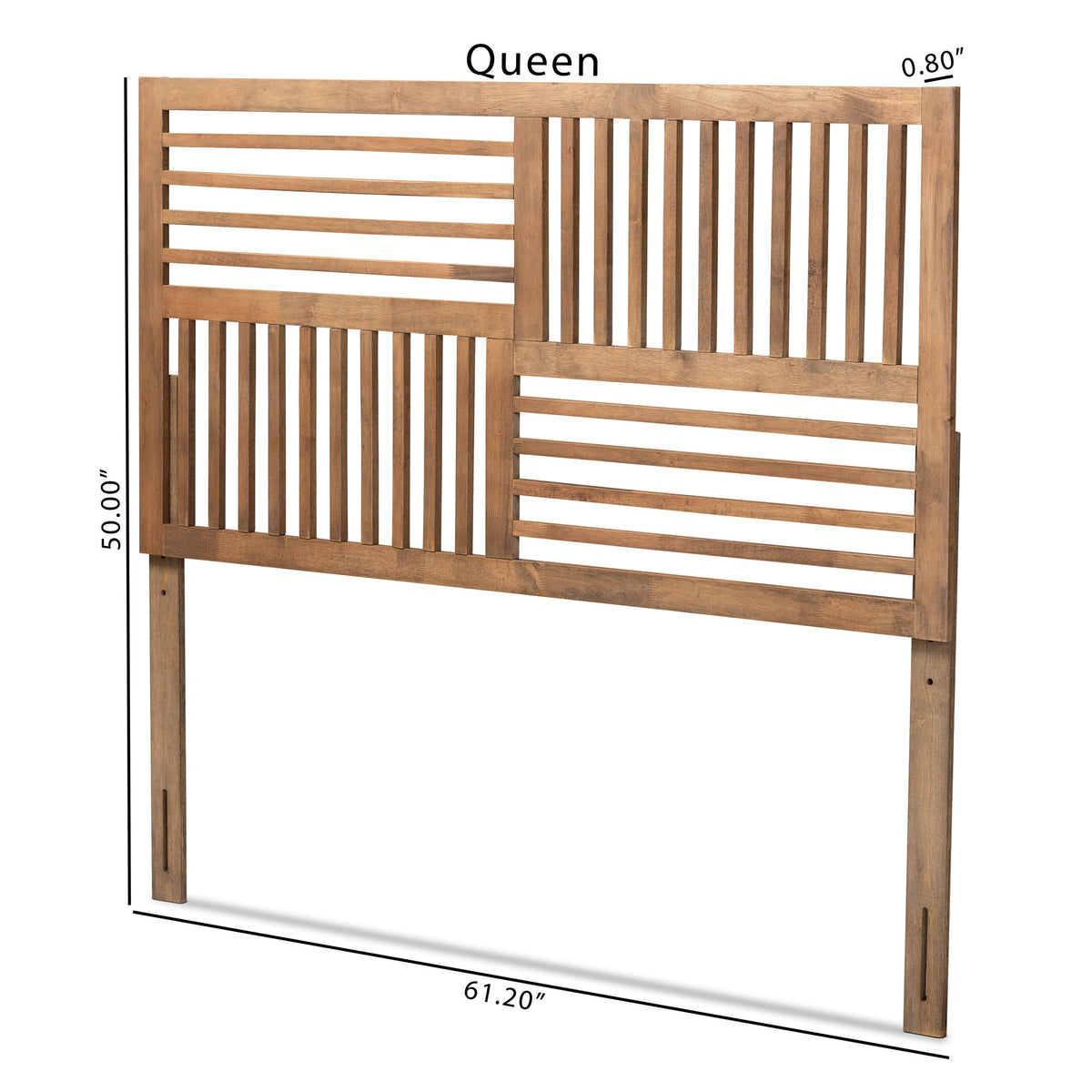 Adler Modern and Contemporary Transitional Ash Walnut Finished Wood Queen Size Headboard