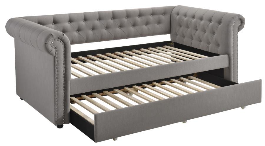 Coaster Fine Furniture Kepner - Upholstered Twin Daybed With Trundle - Gray | Meri Furniture