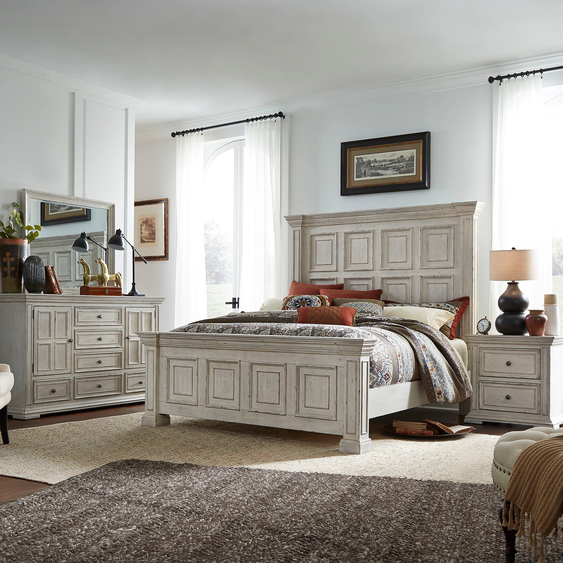 Liberty Furniture Big Valley - Panel Bed, Dresser & Mirror | Meri Furniture