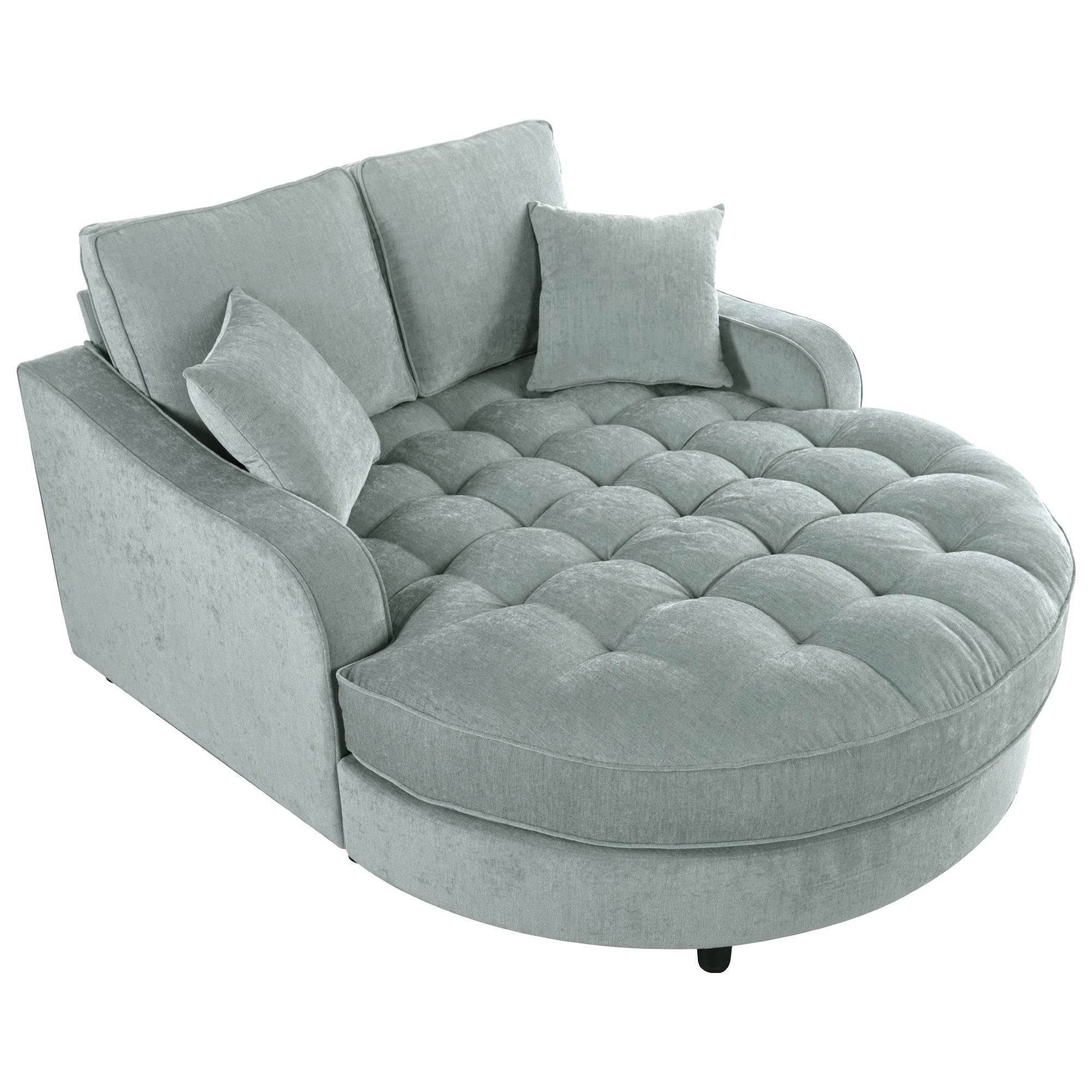 Modern Chaise Lounge Upholstered Sofa Couch With Tufted Seat And Detachable Pillows For Living Room