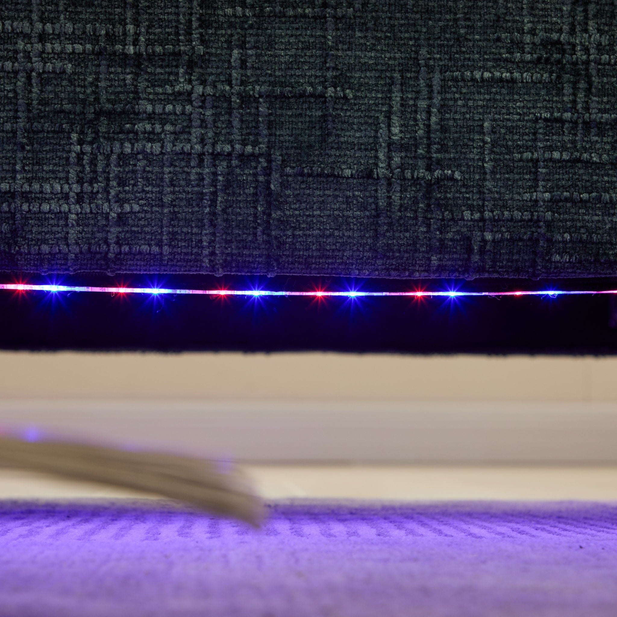 Chenille 2 Seater Sofa With LED Light, USB Charging Port, And Storage Bag