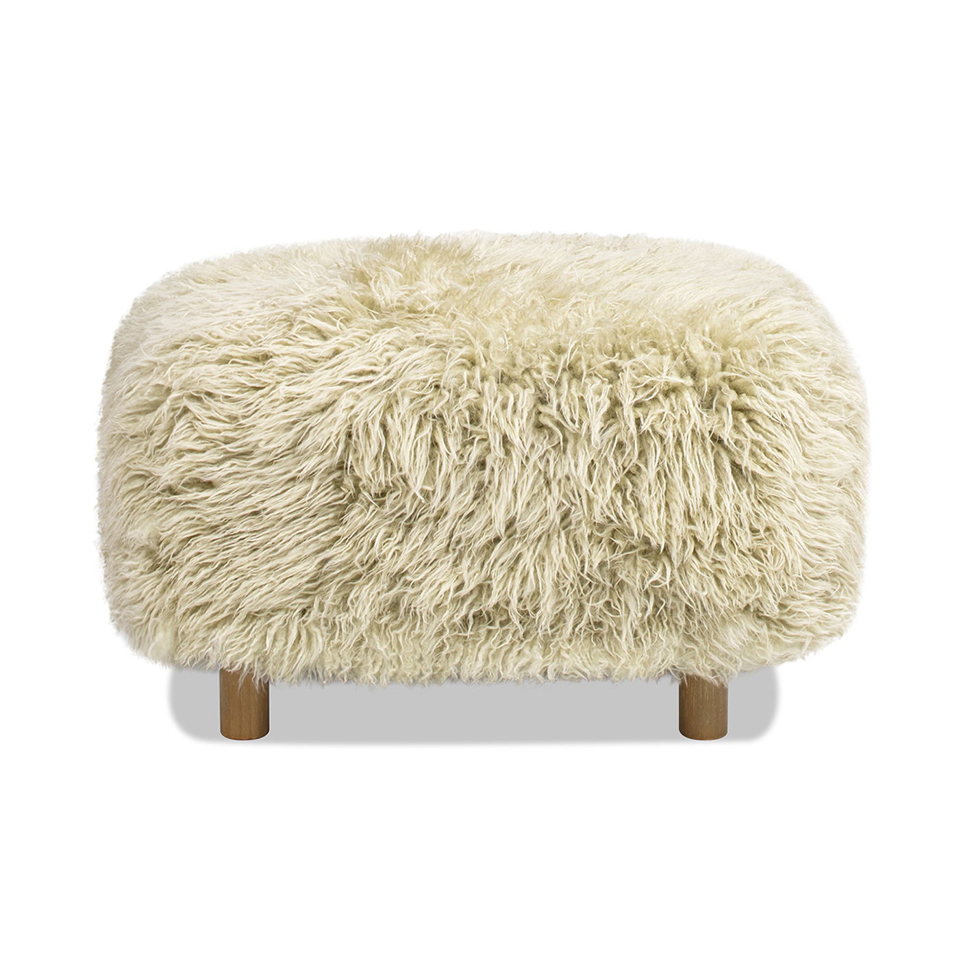 Enchante - New Zealand Sheepskin Rectangular Accent Ottoman - Taupe / Natural