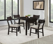 Catley - 5 Piece Round Drop Leaf Dining Table Set - Dark Coffee