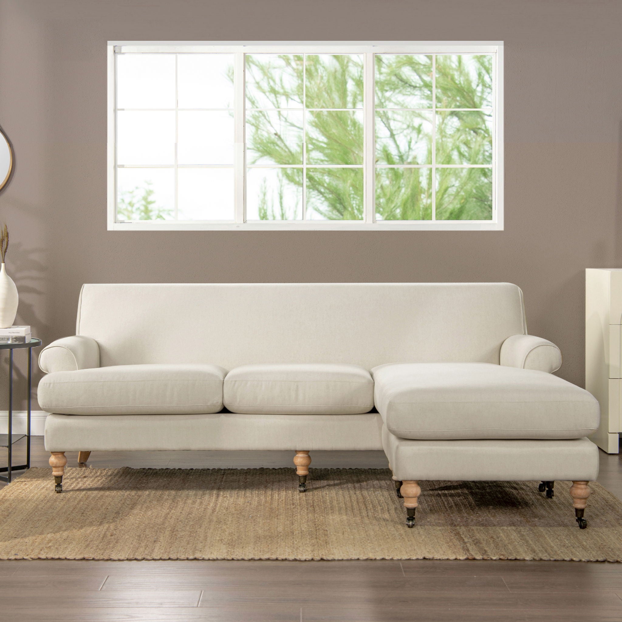 Alana - L-Shape Reversible Sectional Sofa - Light Beige