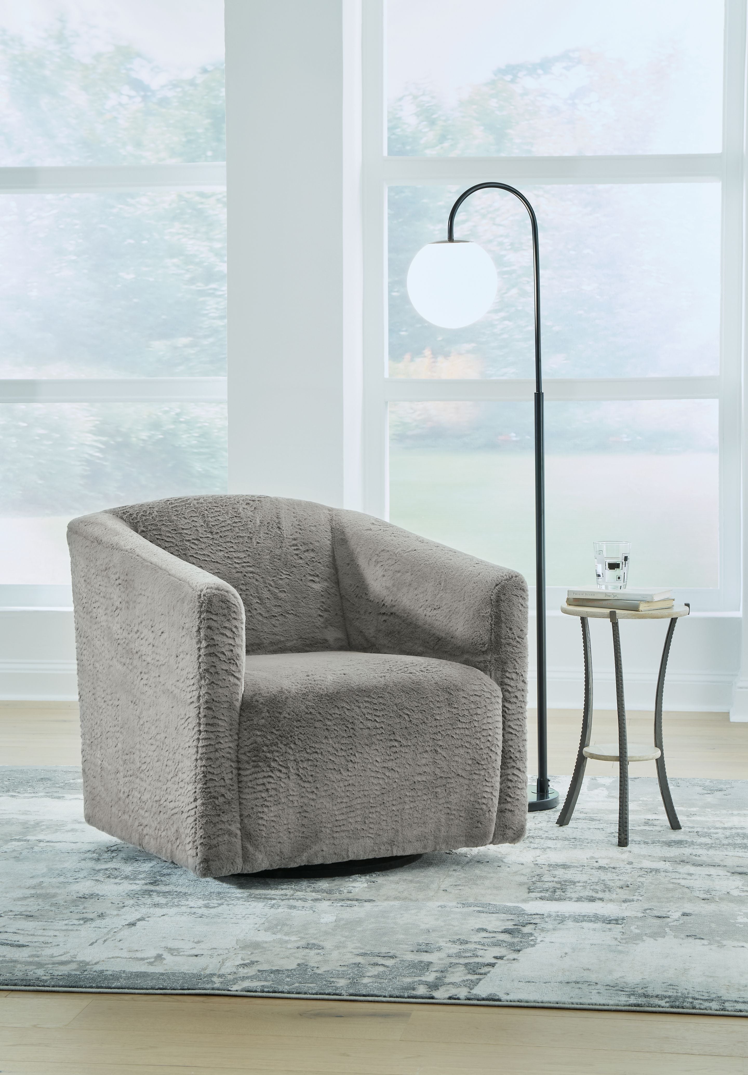 Signature Design by Ashley® Bramner - Charcoal - Swivel Accent Chair | Meri Furniture