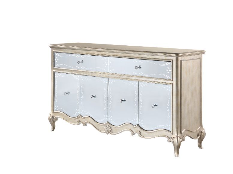 ACME Esteban - Server - Mirrored & Antique Champagne Finish | Meri Furniture