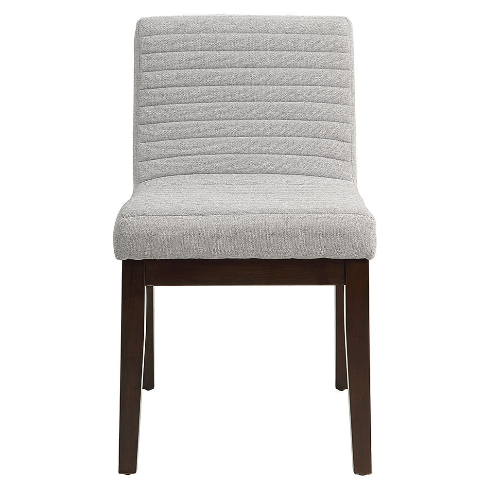 ACME Edwyn - Side Chair (Set of 2) - Gray Fabric & Brown Finish | Meri Furniture