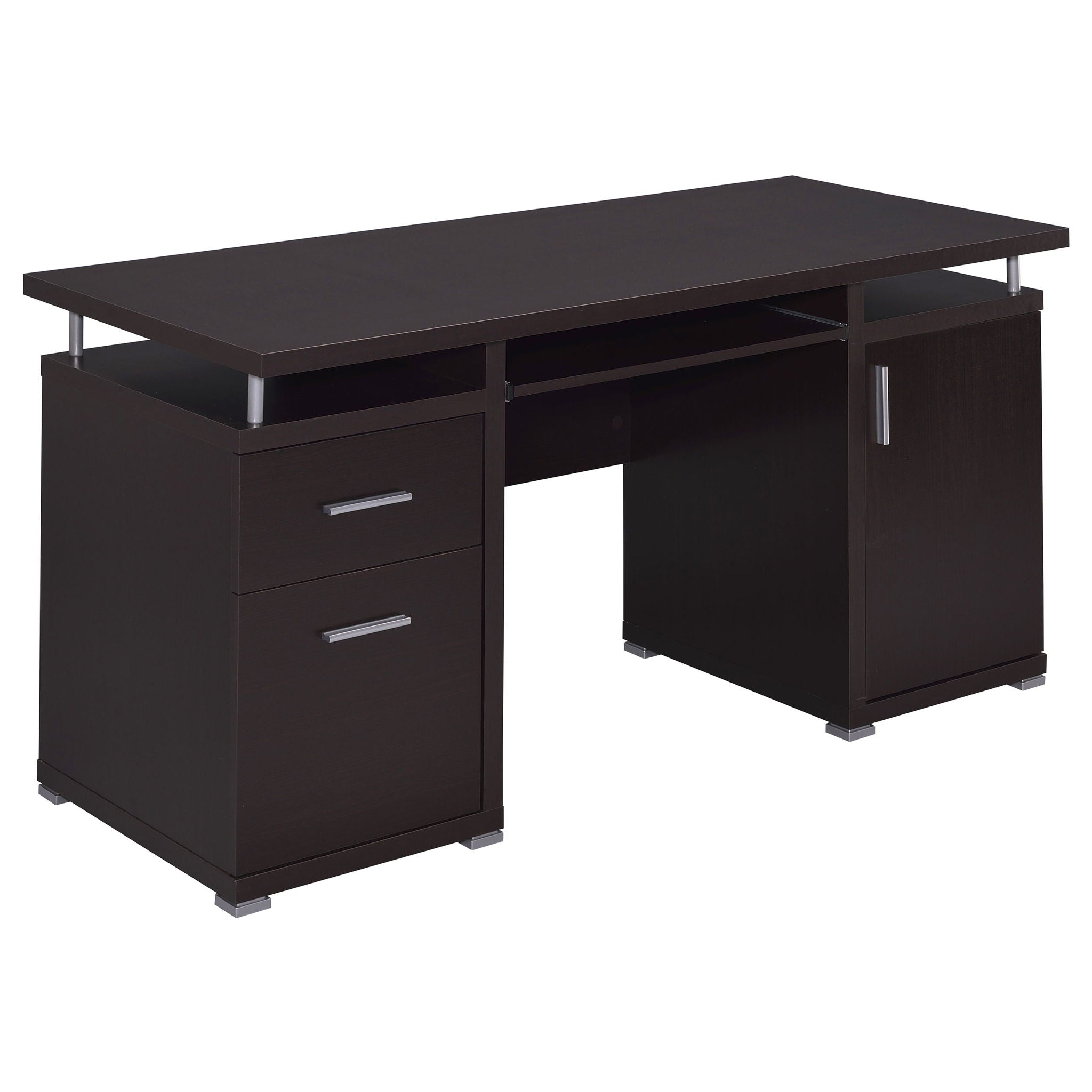 Modern Office Computer Desk With 2 Drawers, Adjustable Shelf, Slide Out Keyboard Tray
