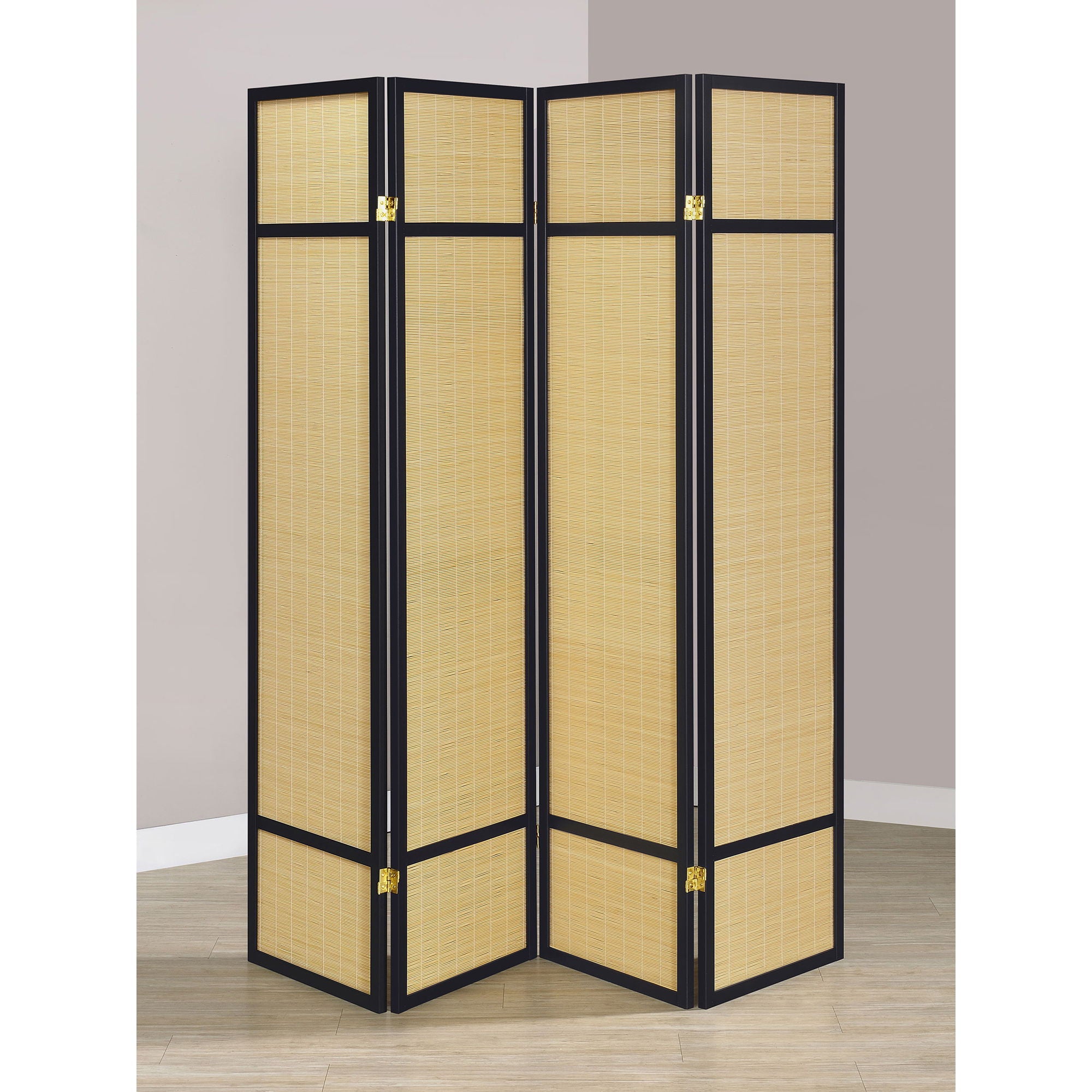 Sensei - 4 Panel Bamboo Room Divider Folding Screen - Natural