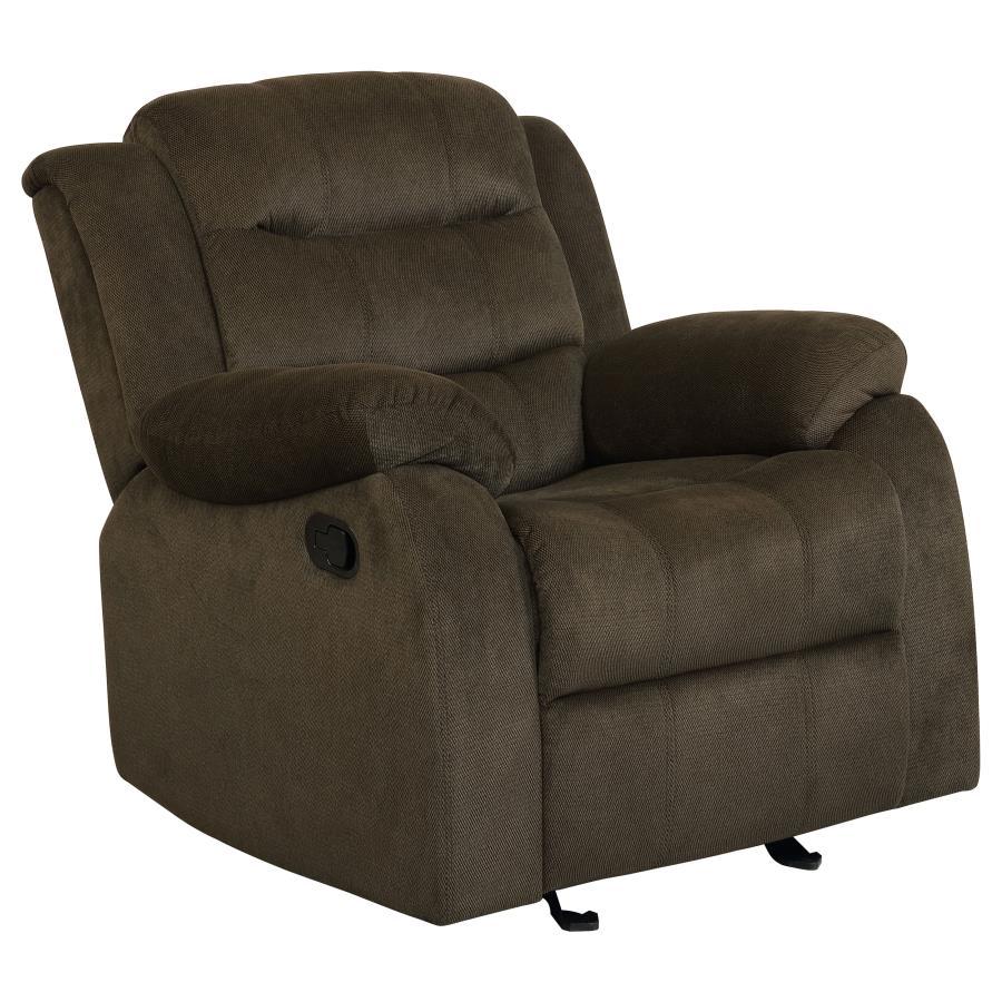 Coaster Fine Furniture Rodman - Upholstered Padded Arm Glider Recliner - Olive Brown | Meri Furniture
