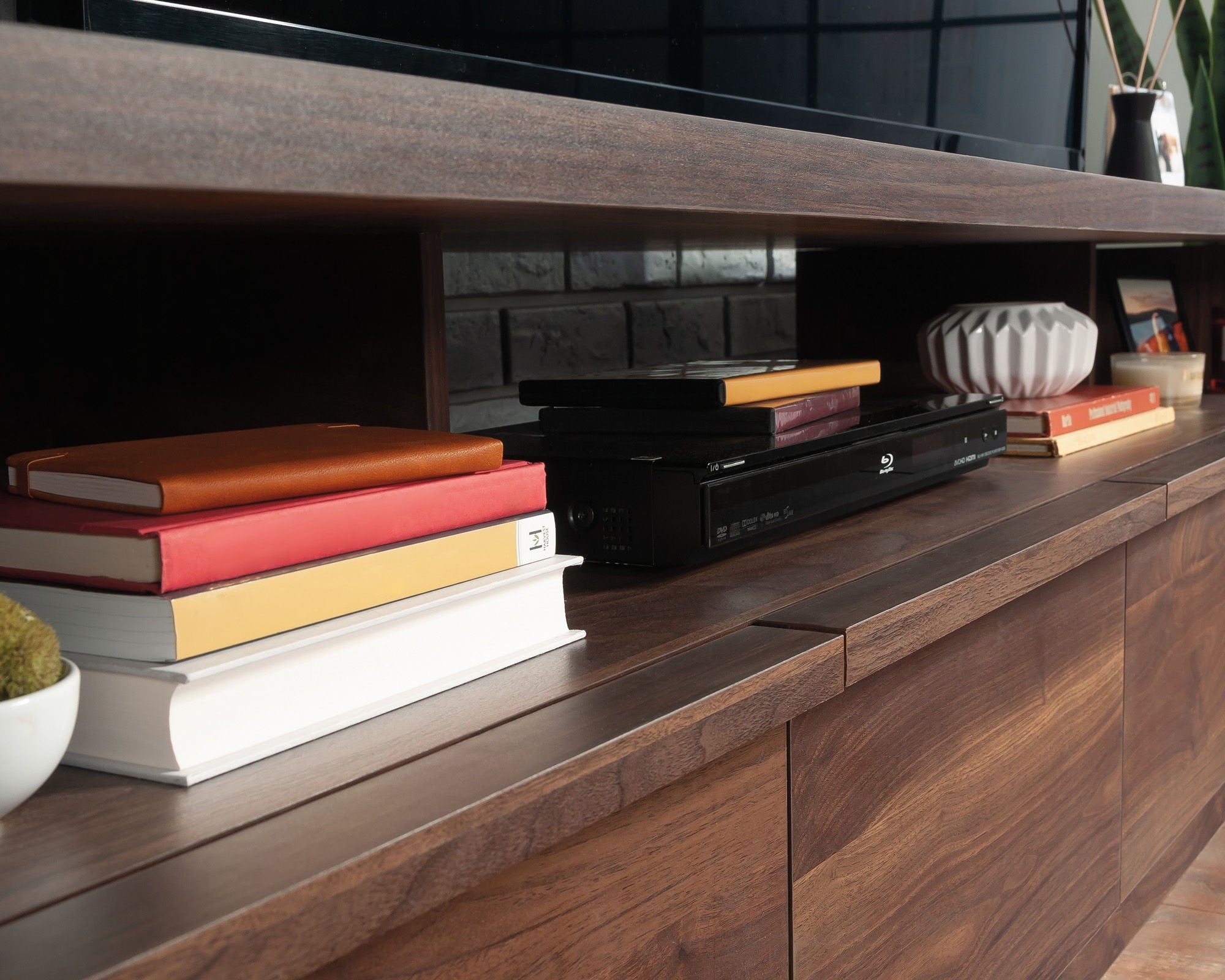 TV Credenza with Drawers in Grand Walnut