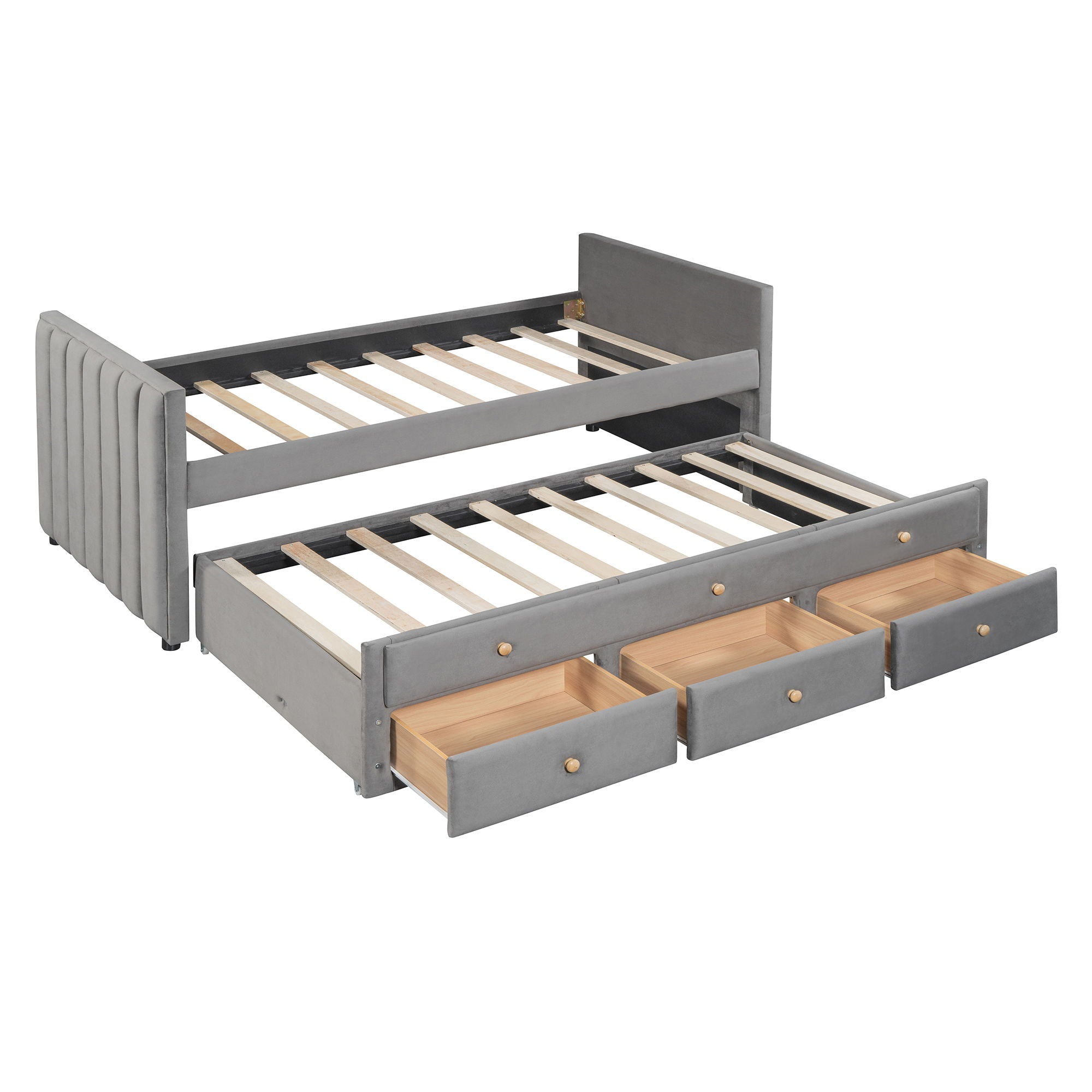 Upholstered Daybed With Trundle And Drawers