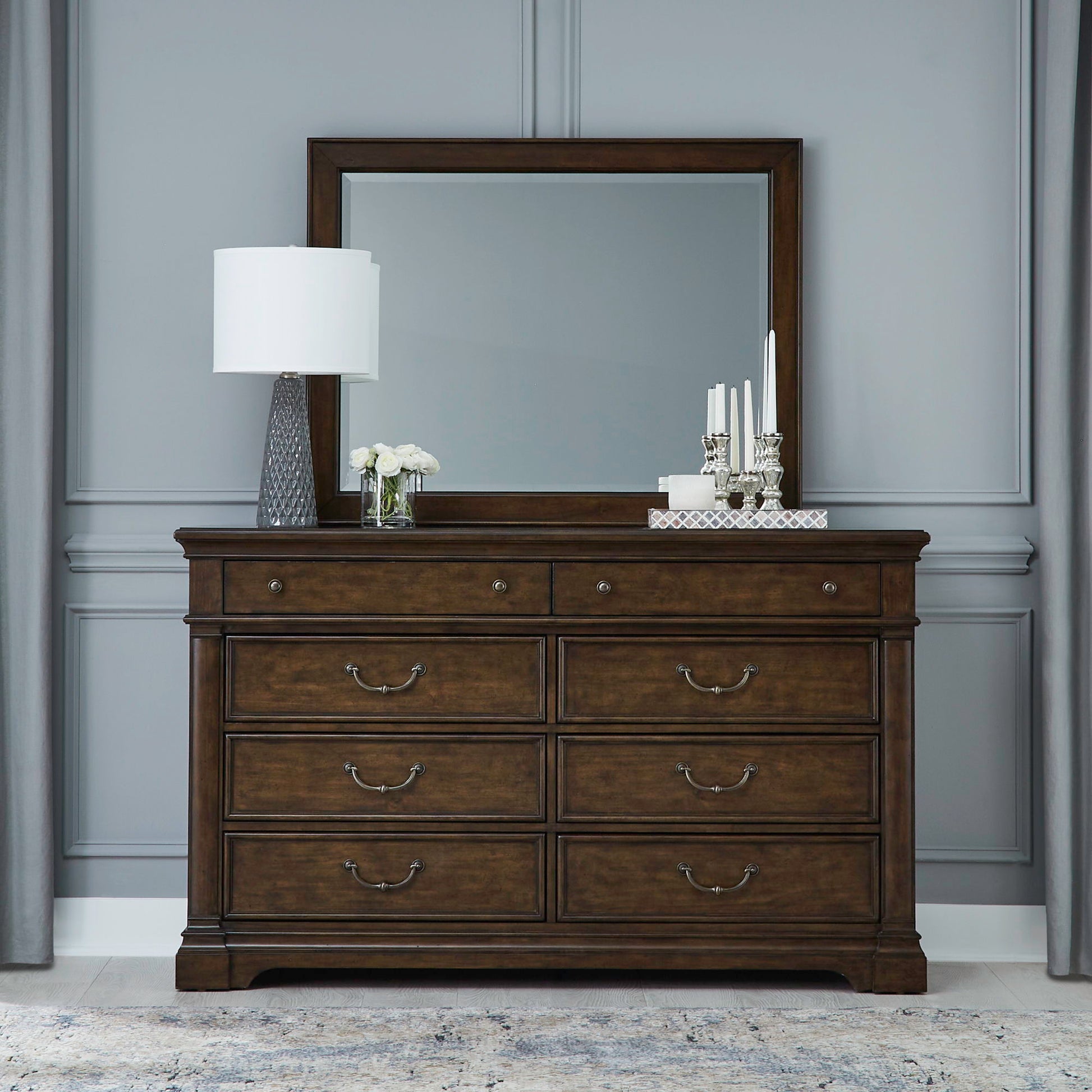 Liberty Furniture Arden Road - Dresser & Mirror - Satin Cherry | Meri Furniture