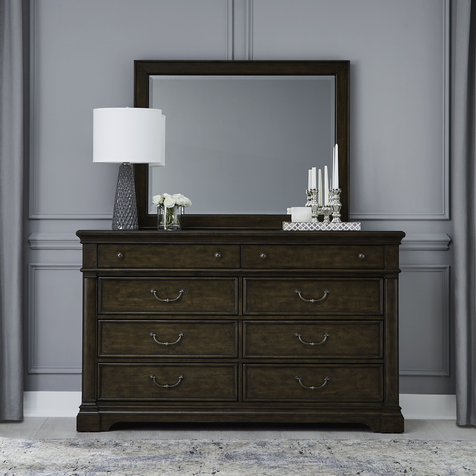 Liberty Furniture Arden Road - Dresser & Mirror - Satin Cherry | Meri Furniture